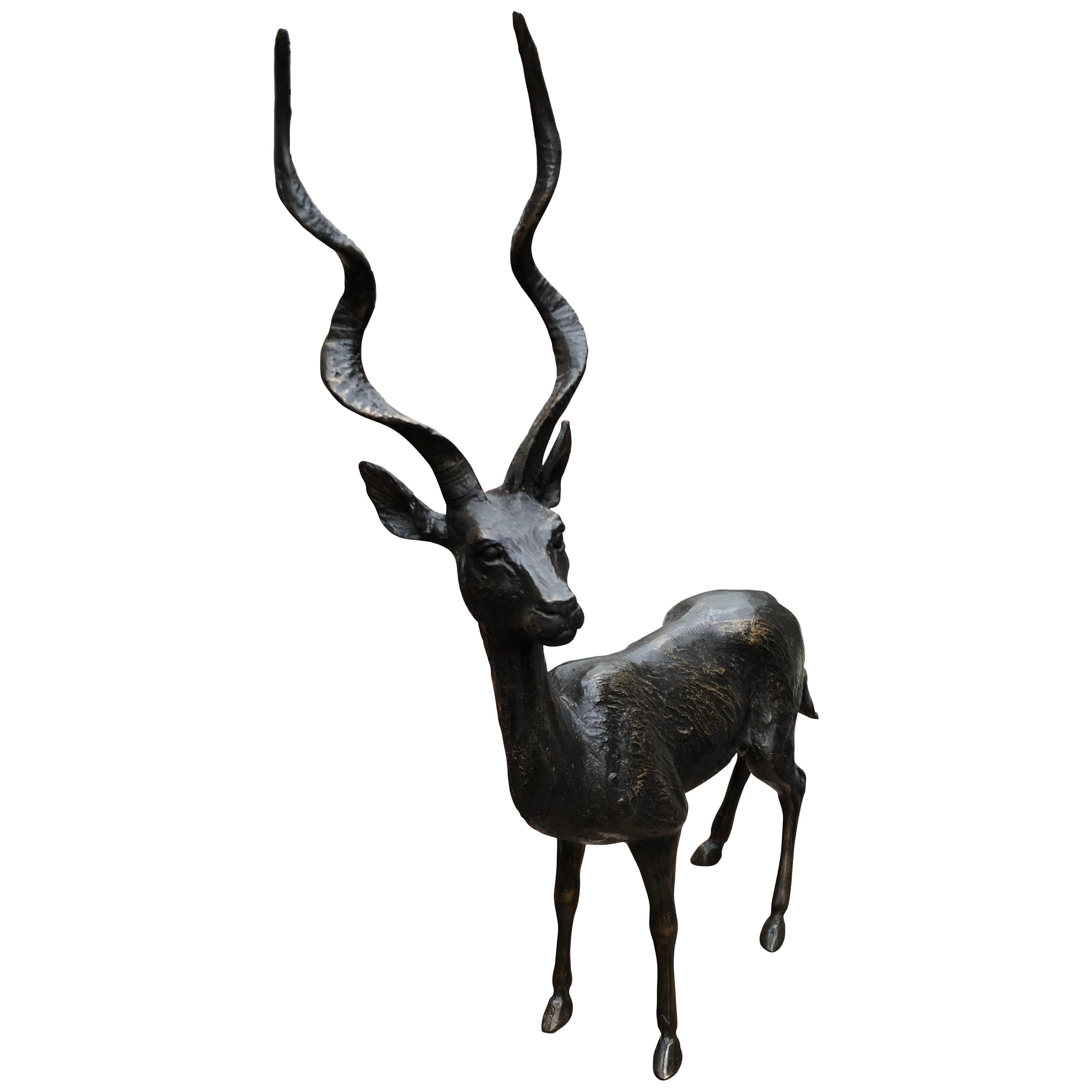 Bronze African Antelope Adax Tribal Art, 20th Century For Sale