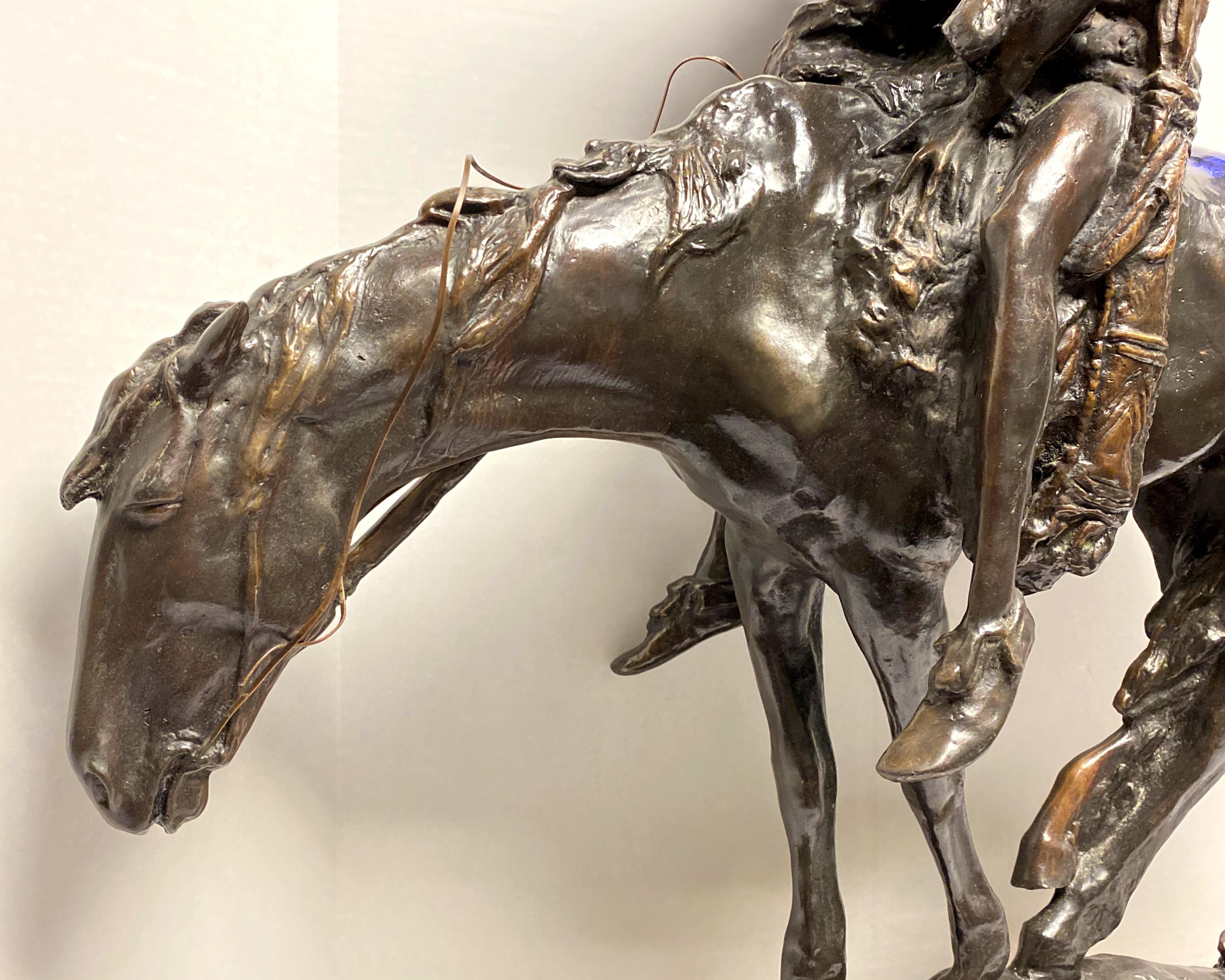 Patinated Bronze After James Earl Fraser (1876-1953) Entitled End of the Trail  For Sale