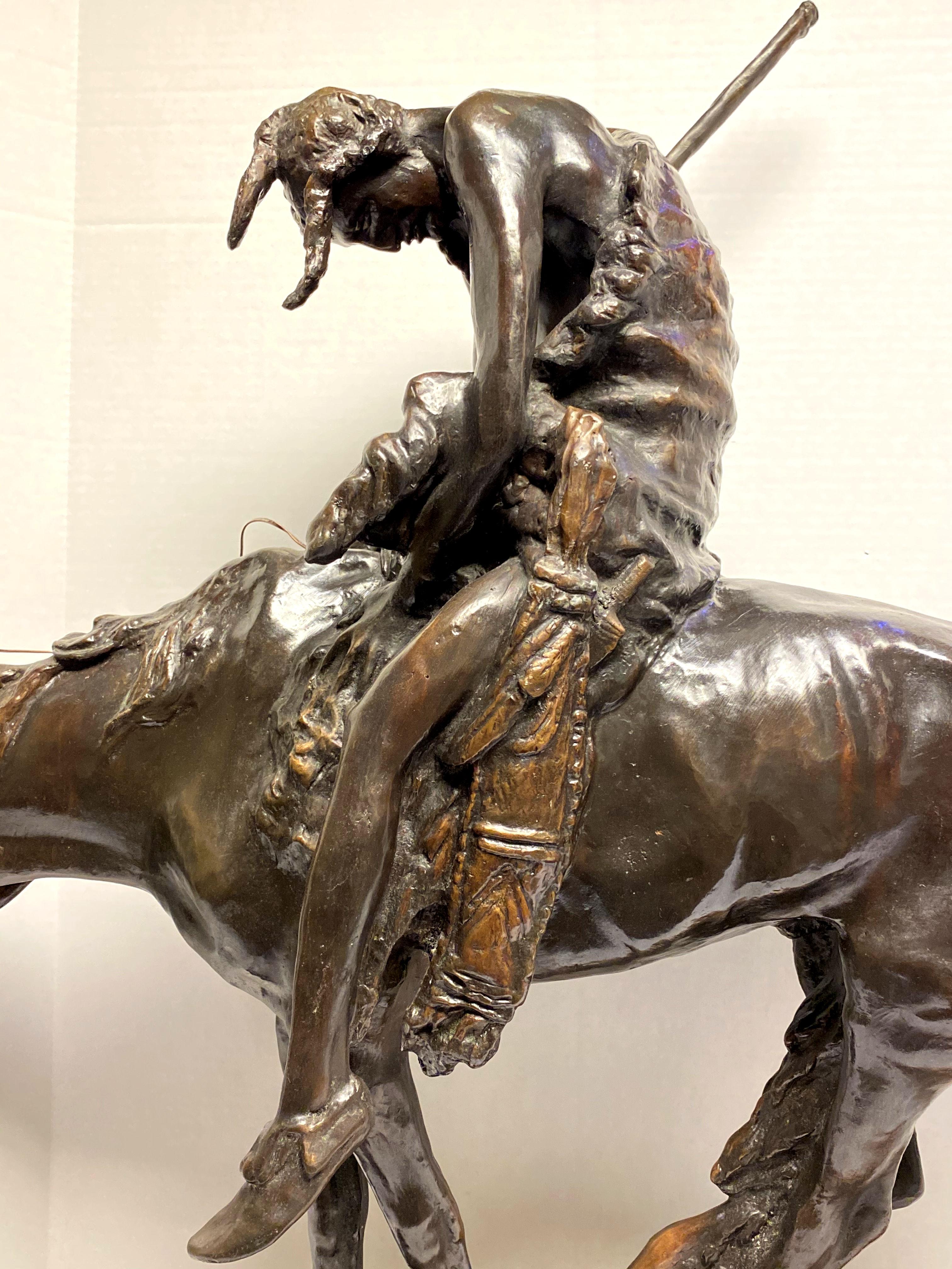 Bronze After James Earl Fraser (1876-1953) Entitled End of the Trail  In Good Condition For Sale In New York, NY