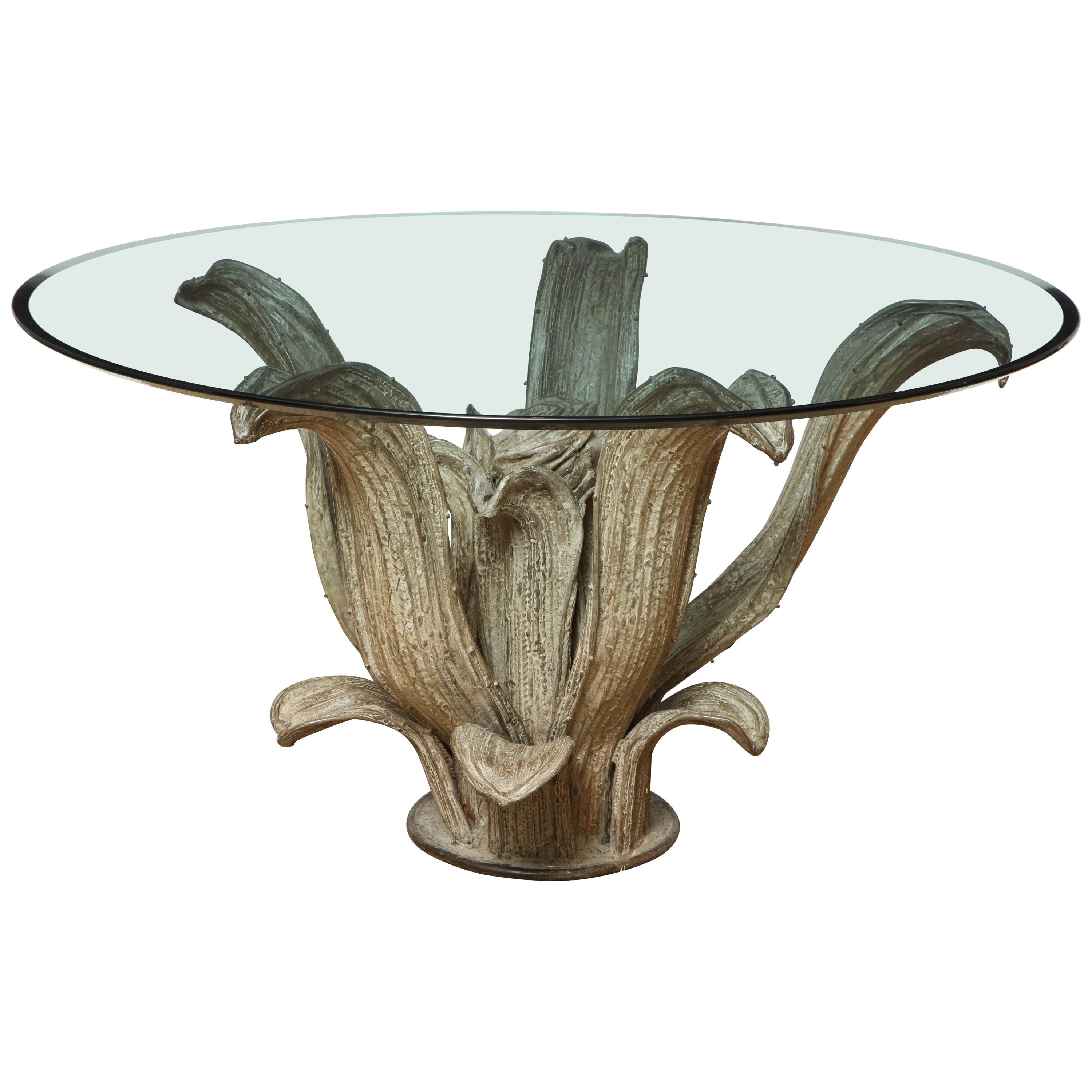 Bronze Cactus Sculpture Center or Dining Table Table