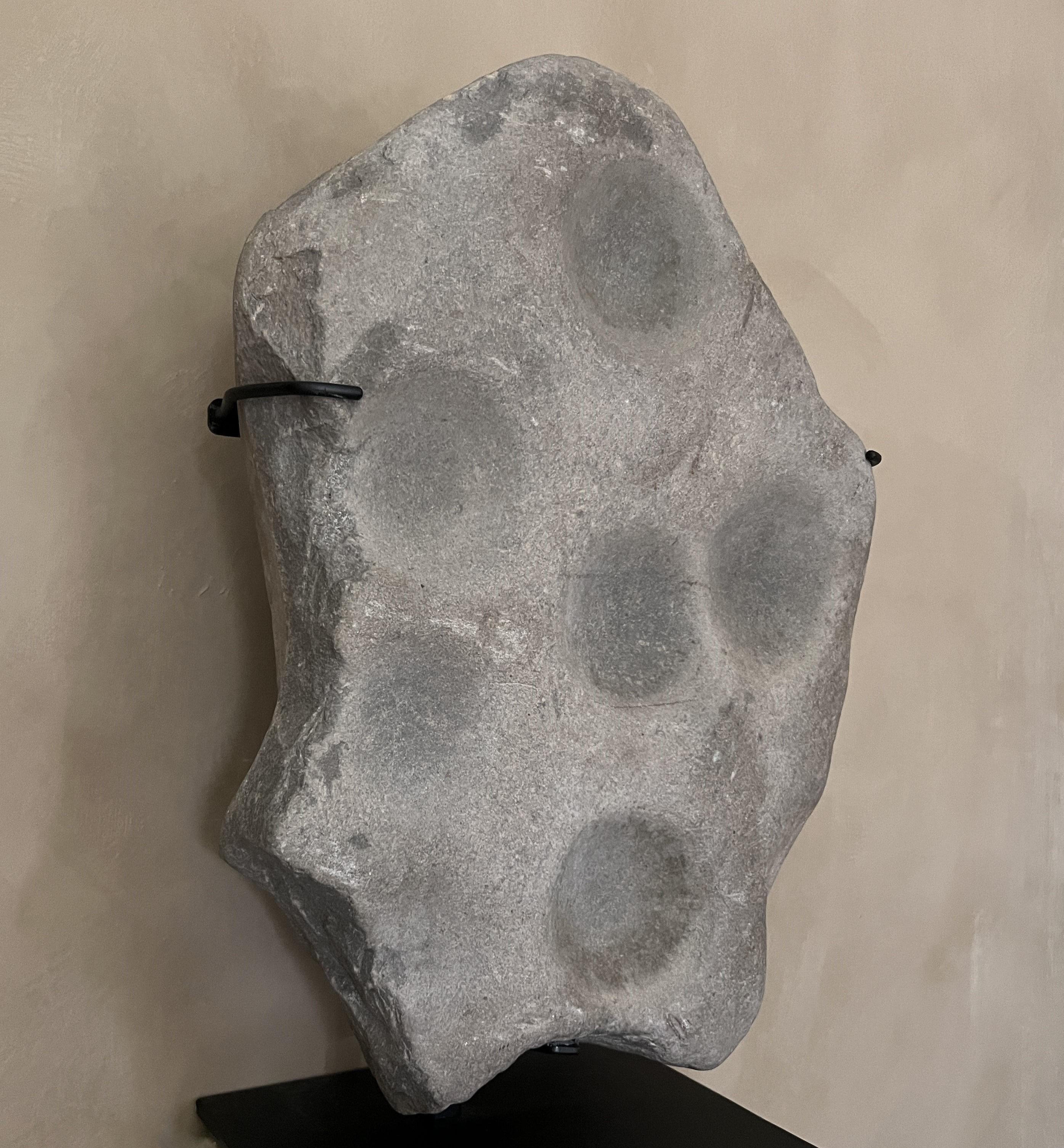 Archaistic bronze age ceremonial cup stone For Sale