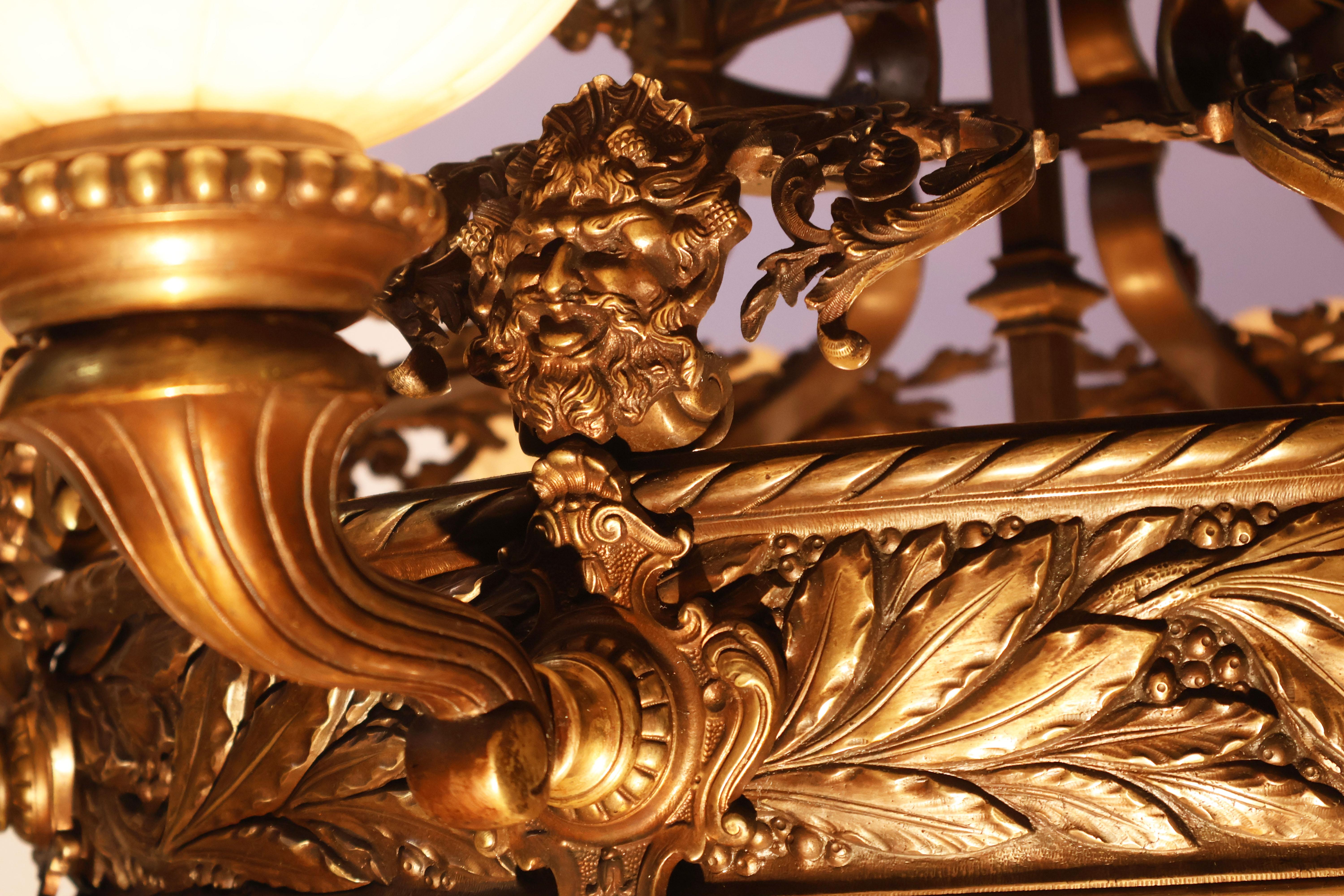 Lampadario in bronzo e alabastro in vendita 4