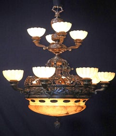 Bronze & Alabaster Chandelier