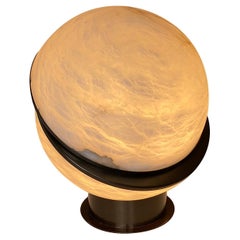 Lampe de bureau globe en bronze et albâtre