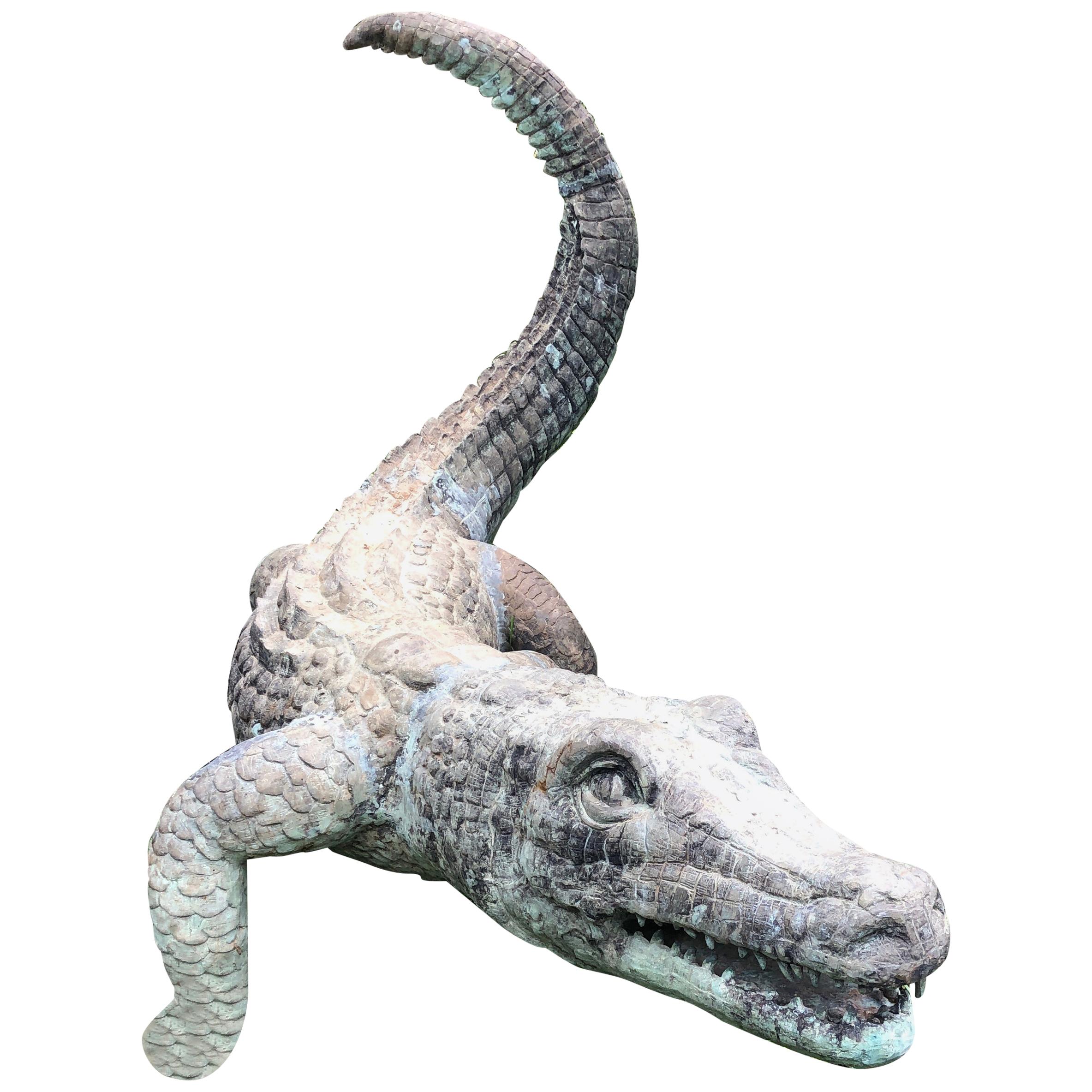 Vintage-Alligator aus Bronze in Lebensgröße im Angebot