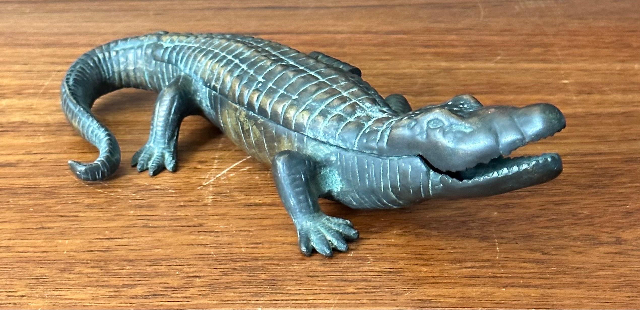 American Bronze Alligator Sculpture / Box by Arthur Court For Sale