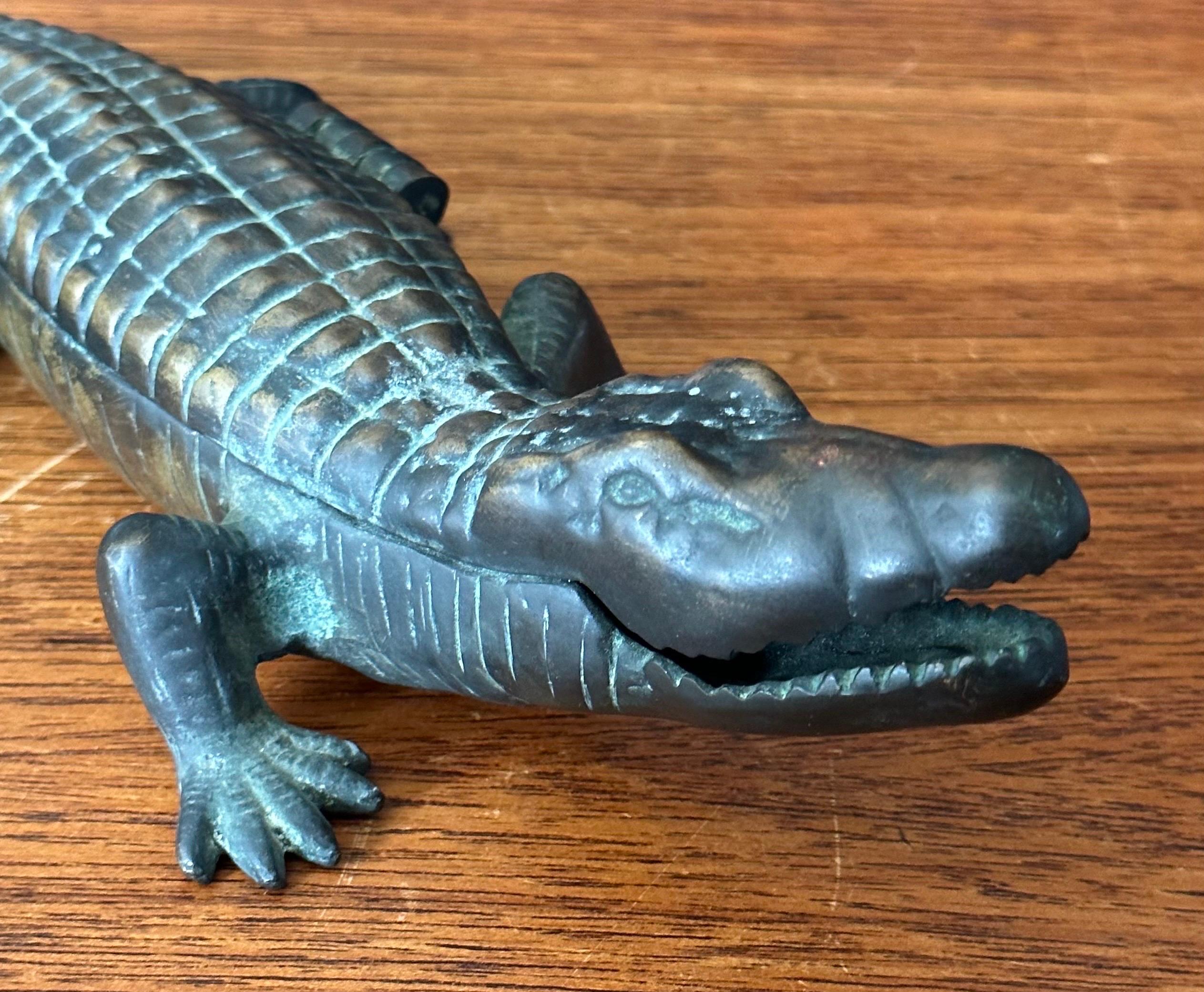 American Bronze Alligator Sculpture / Box by Arthur Court For Sale