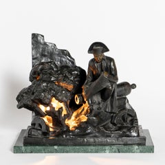 Bronze Alloy and Marble Table Lamp Sculpture Signed Salesio, France, circa 1900