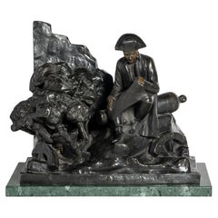 Bronze Alloy and Marble Table Lamp Sculpture Signed Salesio, France, circa 1900