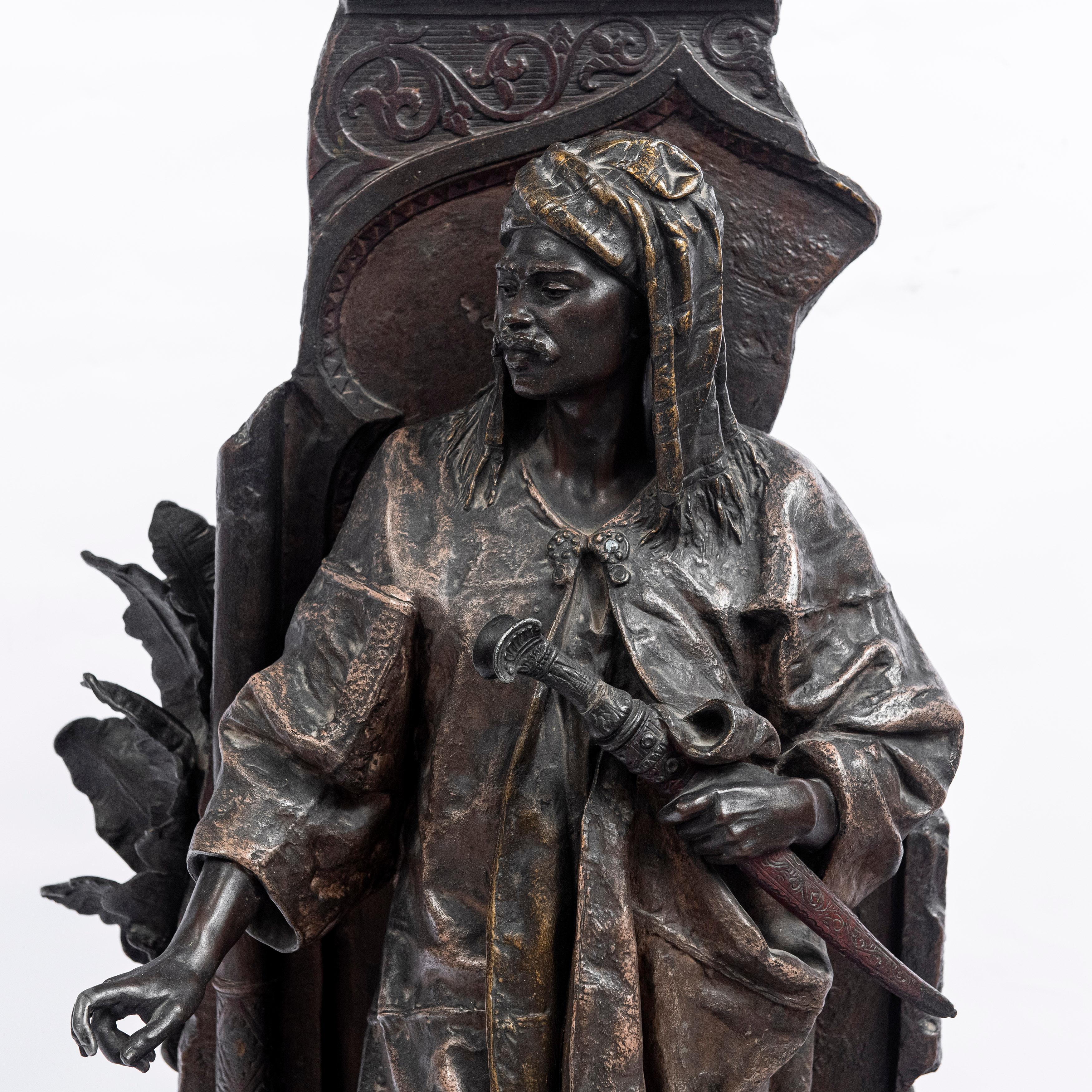 Skulptur aus Bronzelegierung. Signiert E. Blot, Frankreich, Ende des 19. Jahrhunderts.
Orientalischer Stil.
Anatole-Jean Guillot (1865-1911) zugeschrieben.