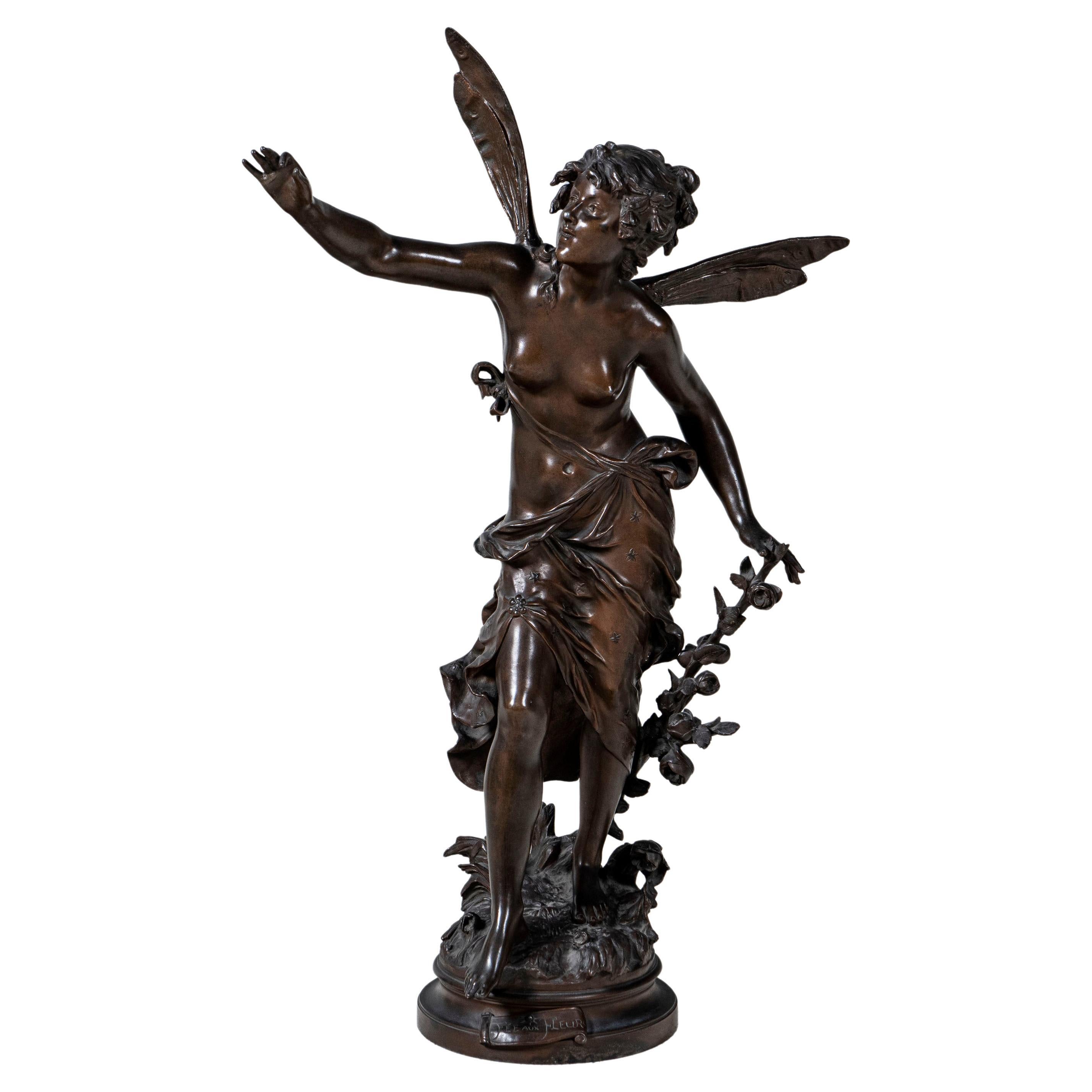 Escultura de aleación de bronce, firmada L. Moreau, Francia, finales del siglo XIX