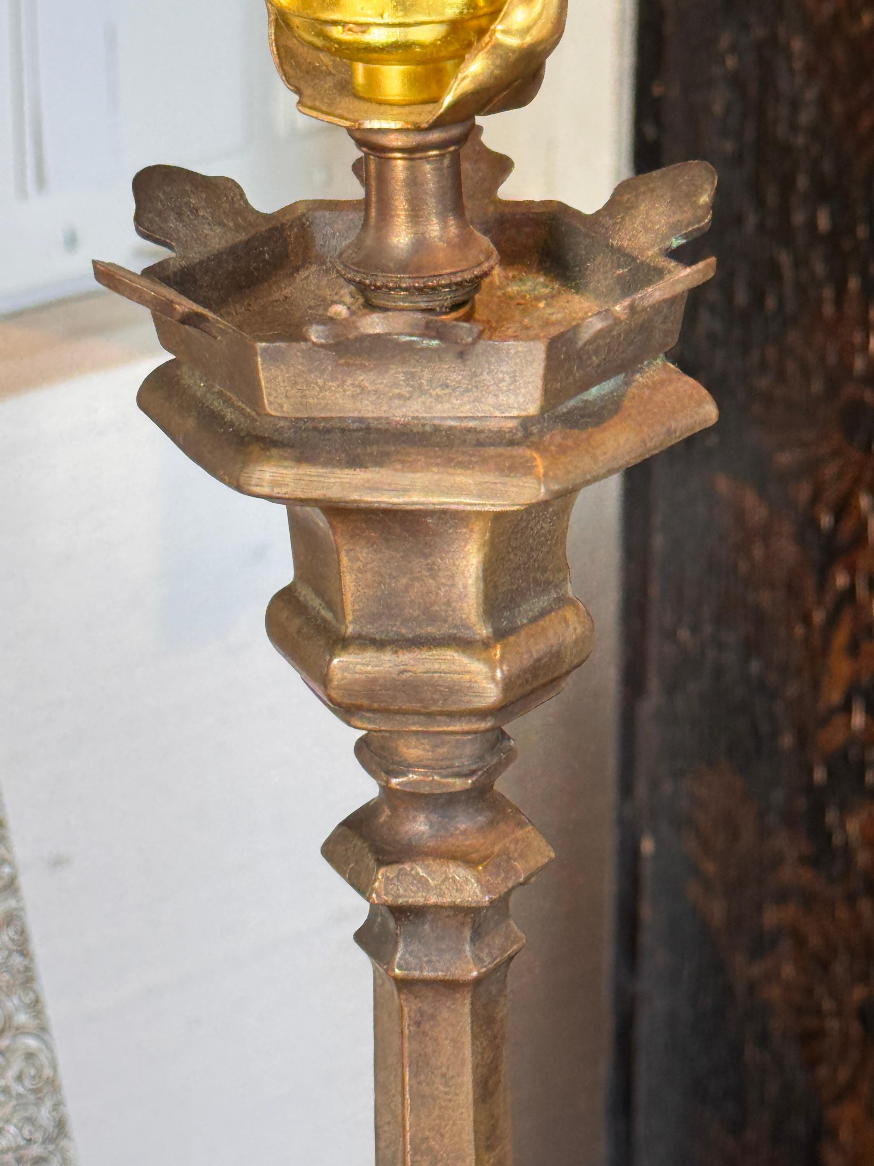 Bronze Altar Stick Lamp For Sale 5