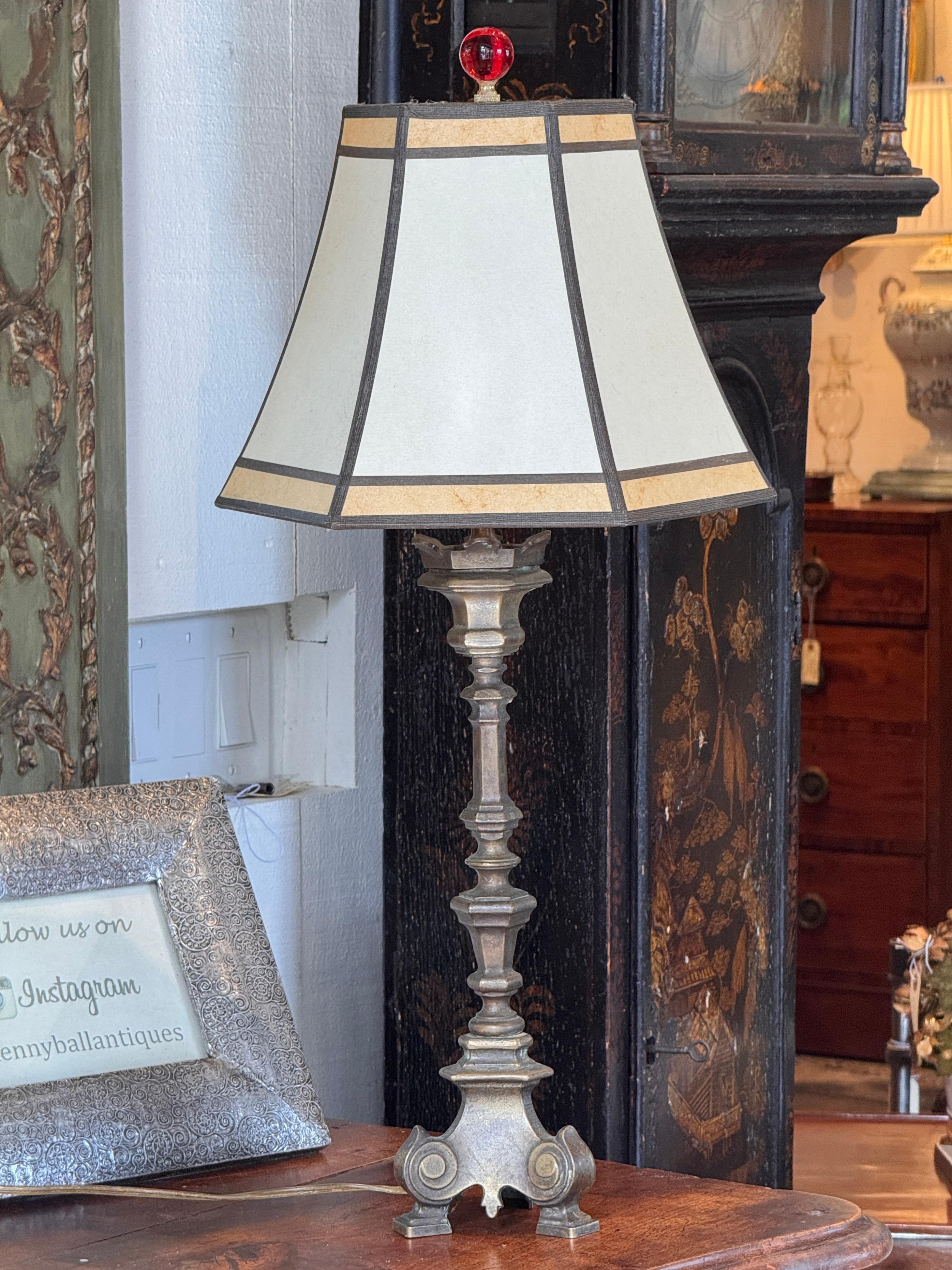 Bronze Altar Stick Lamp In Good Condition For Sale In Charlottesville, VA