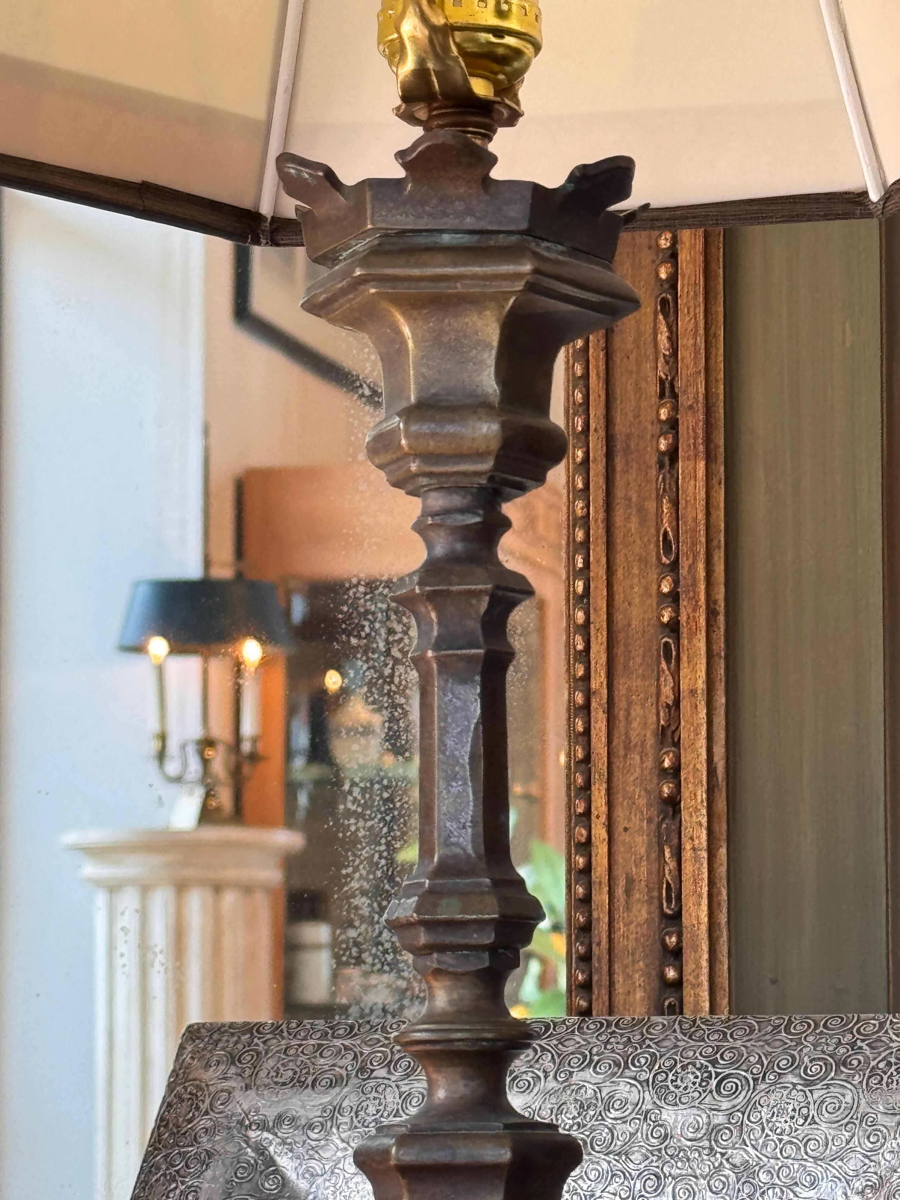 Bronze Altar Stick Lamp For Sale 2