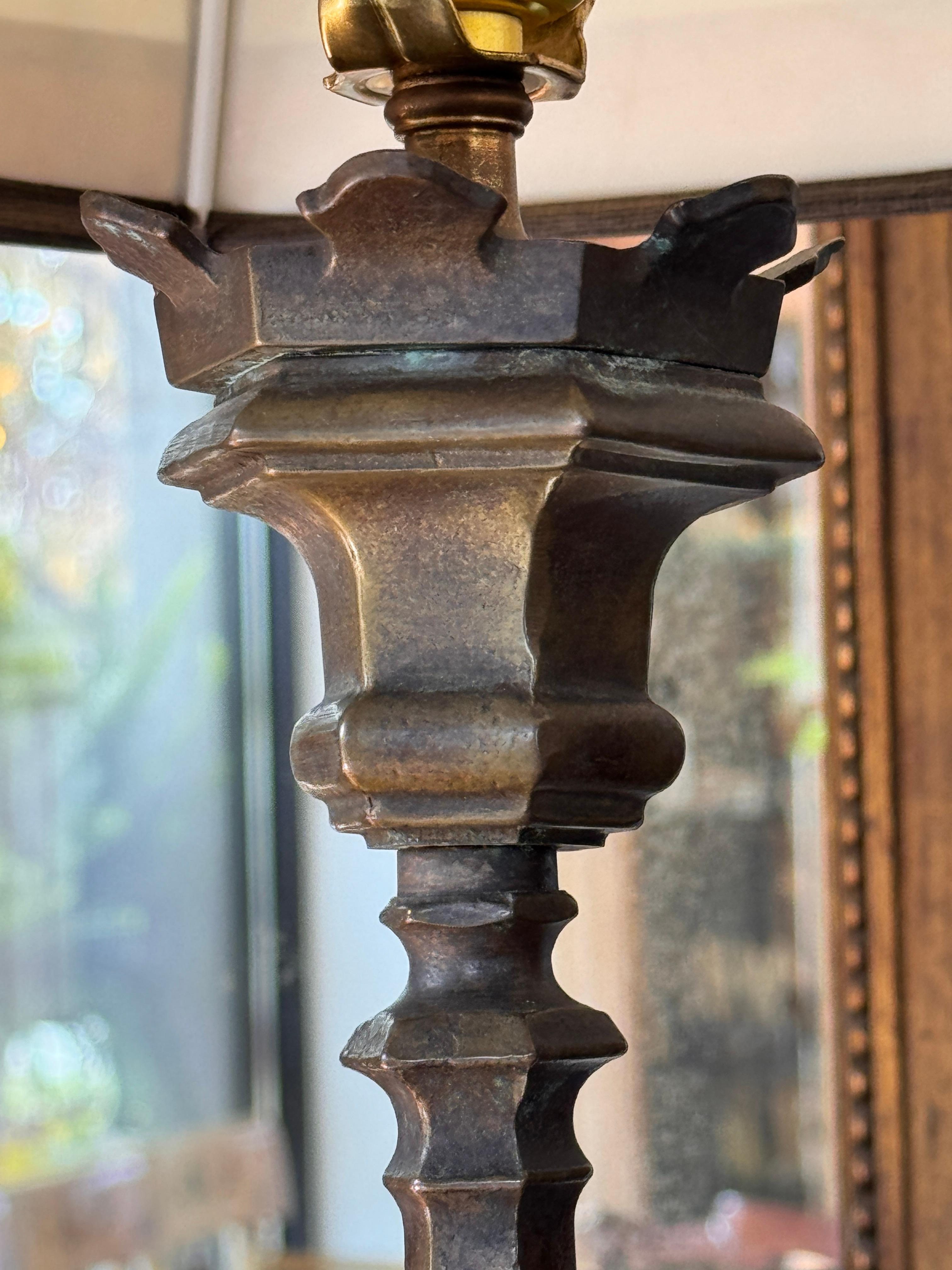 Bronze Altar Stick Lamp For Sale 3