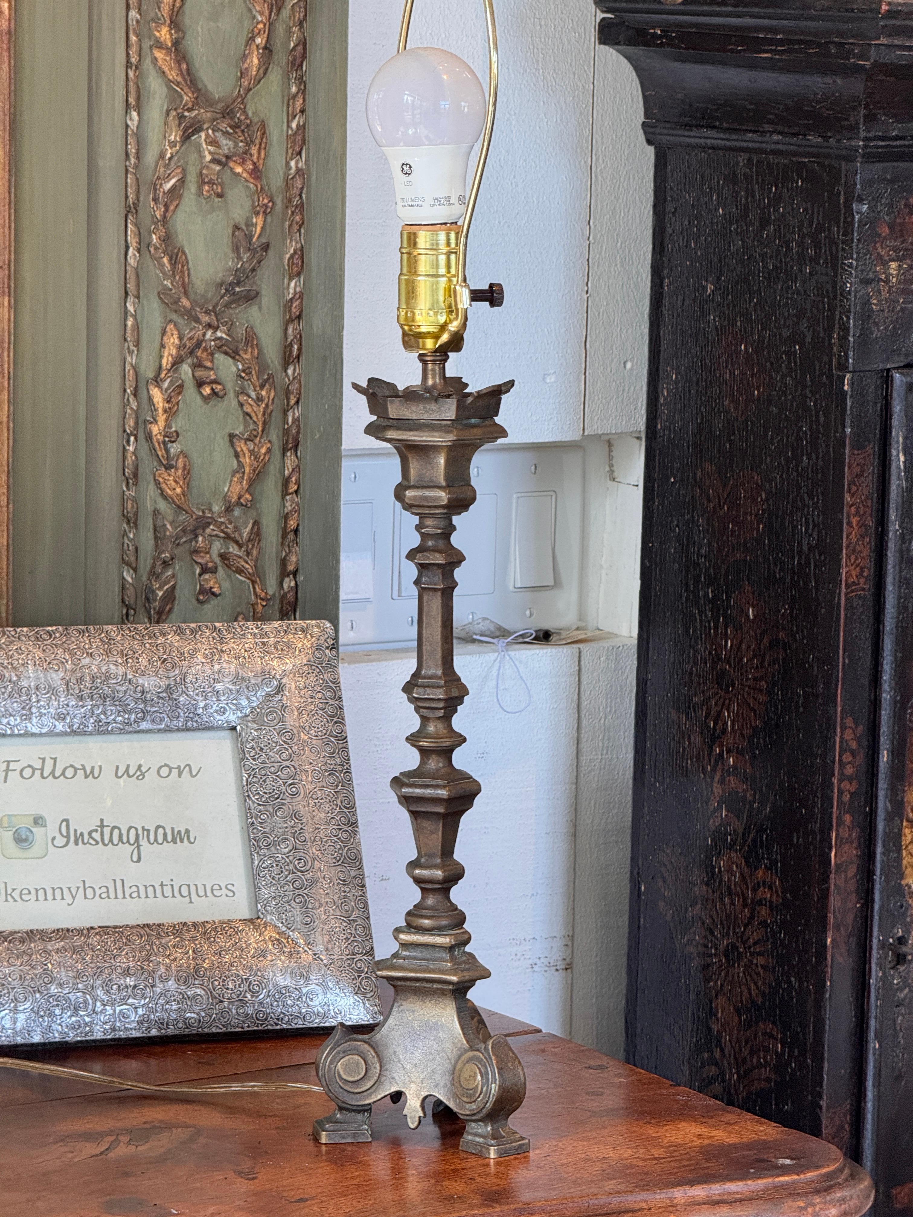 Bronze Altar Stick Lamp For Sale 4