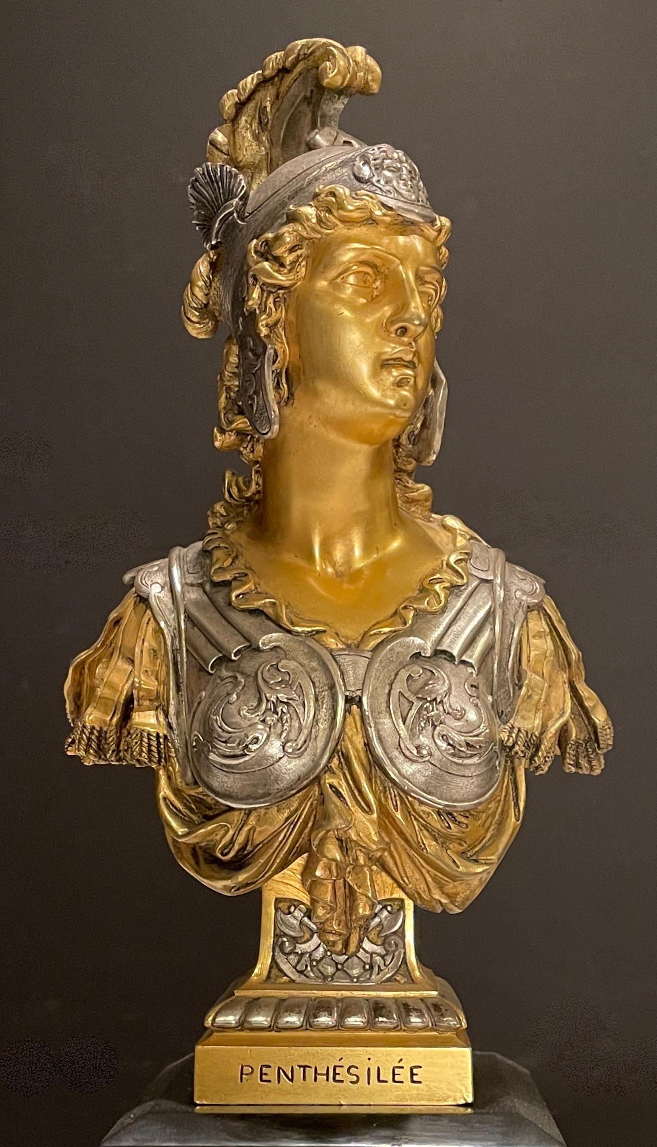 Belle Époque Gilt And Silvered Bronze  by Pierre Eugène Emile Hebert For Sale