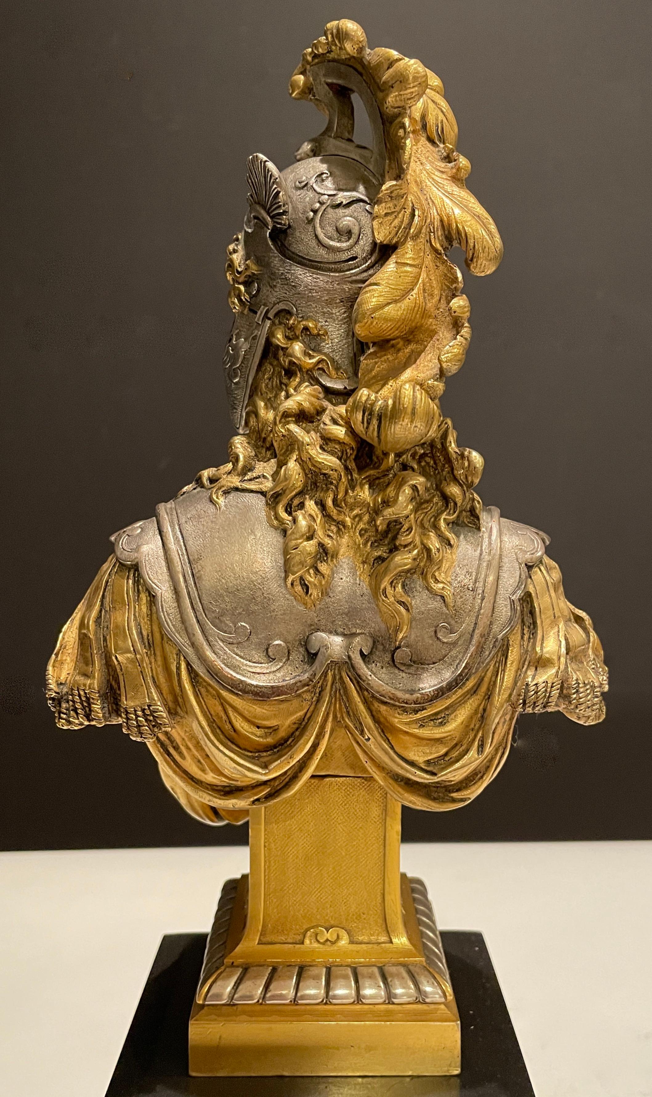 Belgian Black Marble Gilt And Silvered Bronze  by Pierre Eugène Emile Hebert For Sale