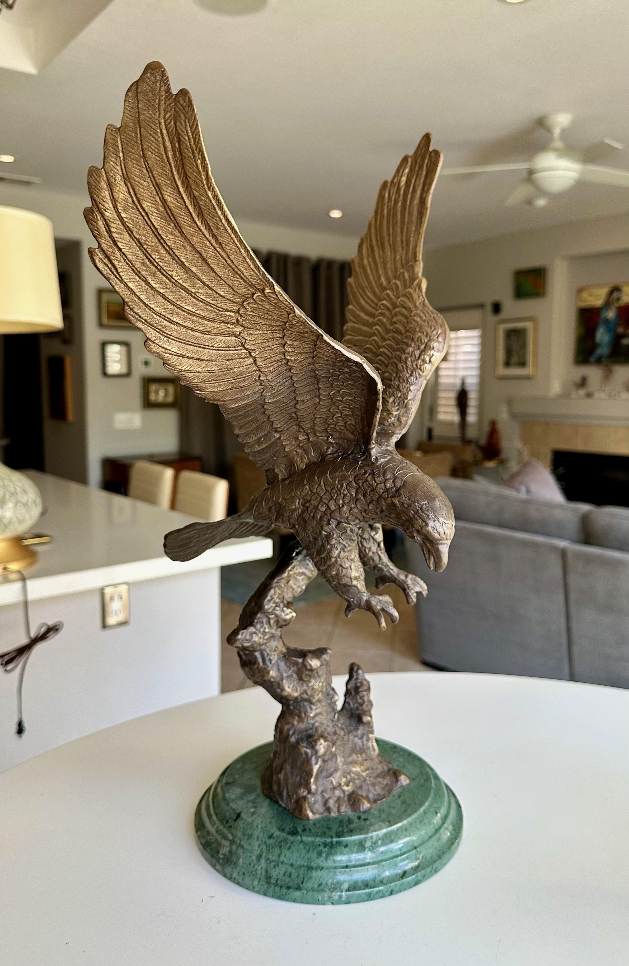 Late 20th Century Bronze American Bald Bird Eagle Statue For Sale