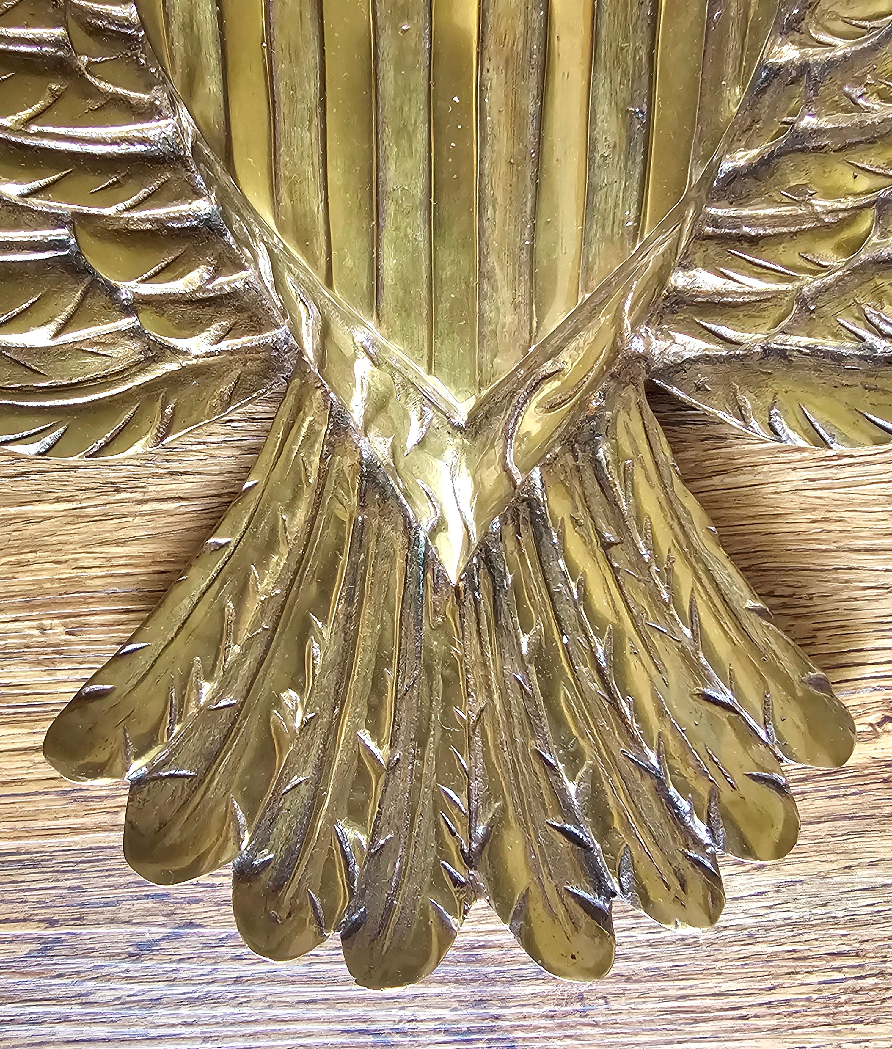 American Empire 19th Century American Federal Bronze Bald  Eagle Wall Hanging Sculpture,  Large For Sale