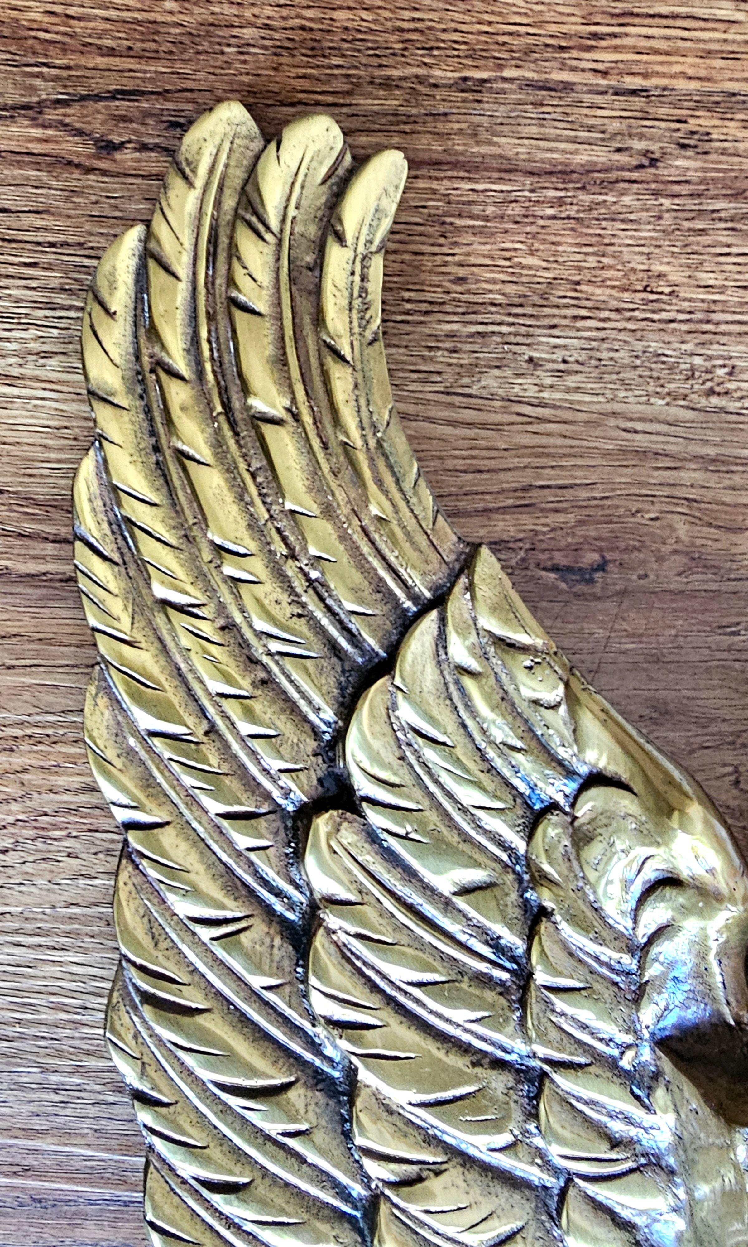 19th Century American Federal Bronze Bald  Eagle Wall Hanging Sculpture,  Large In Good Condition For Sale In Germantown, MD