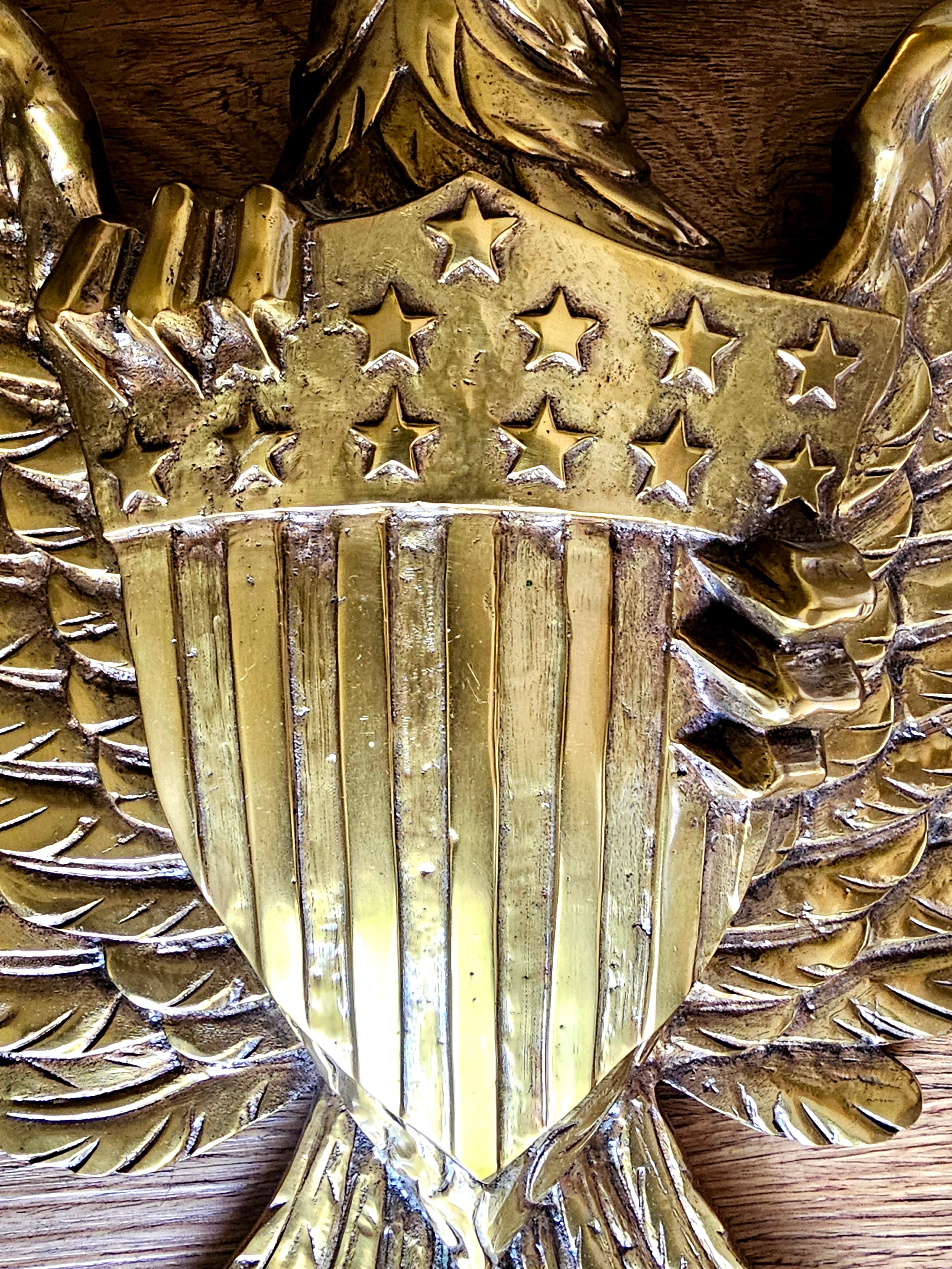 19th Century American Federal Bronze Bald  Eagle Wall Hanging Sculpture,  Large For Sale 2