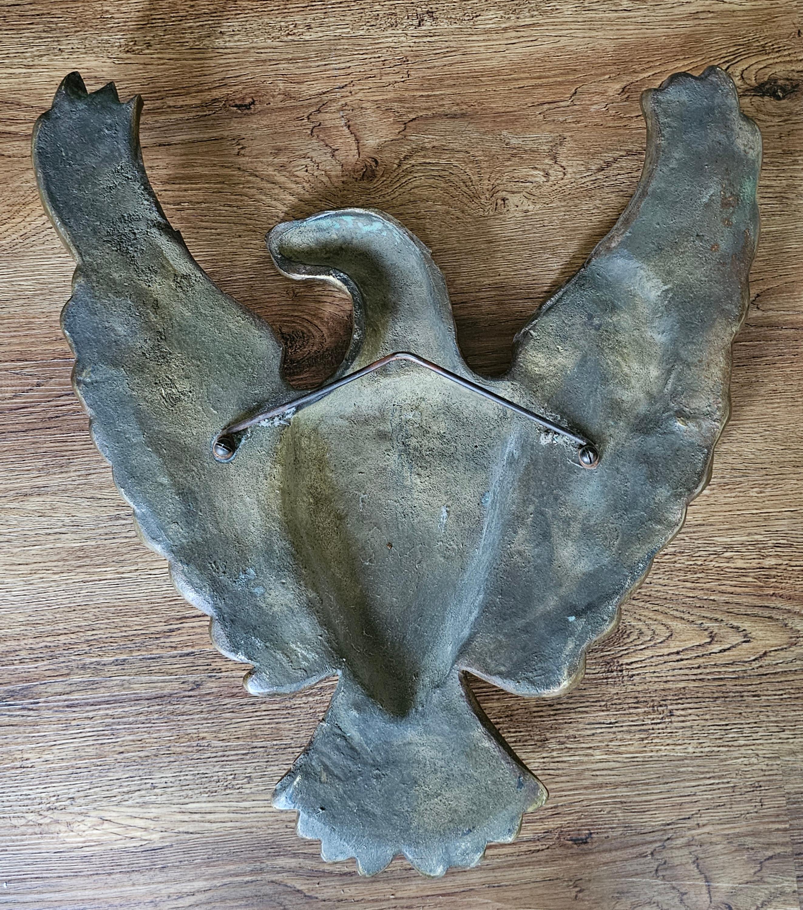19th Century American Federal Bronze Bald  Eagle Wall Hanging Sculpture,  Large For Sale 4