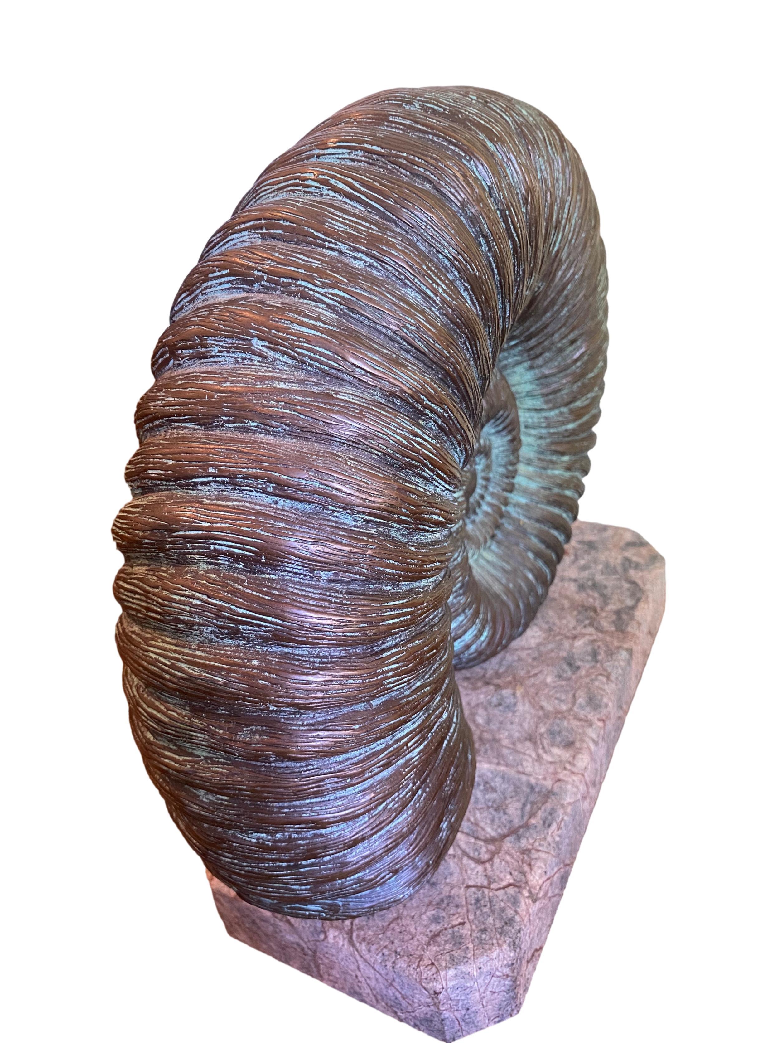 Unknown Bronze Ammonite on Marble Base For Sale
