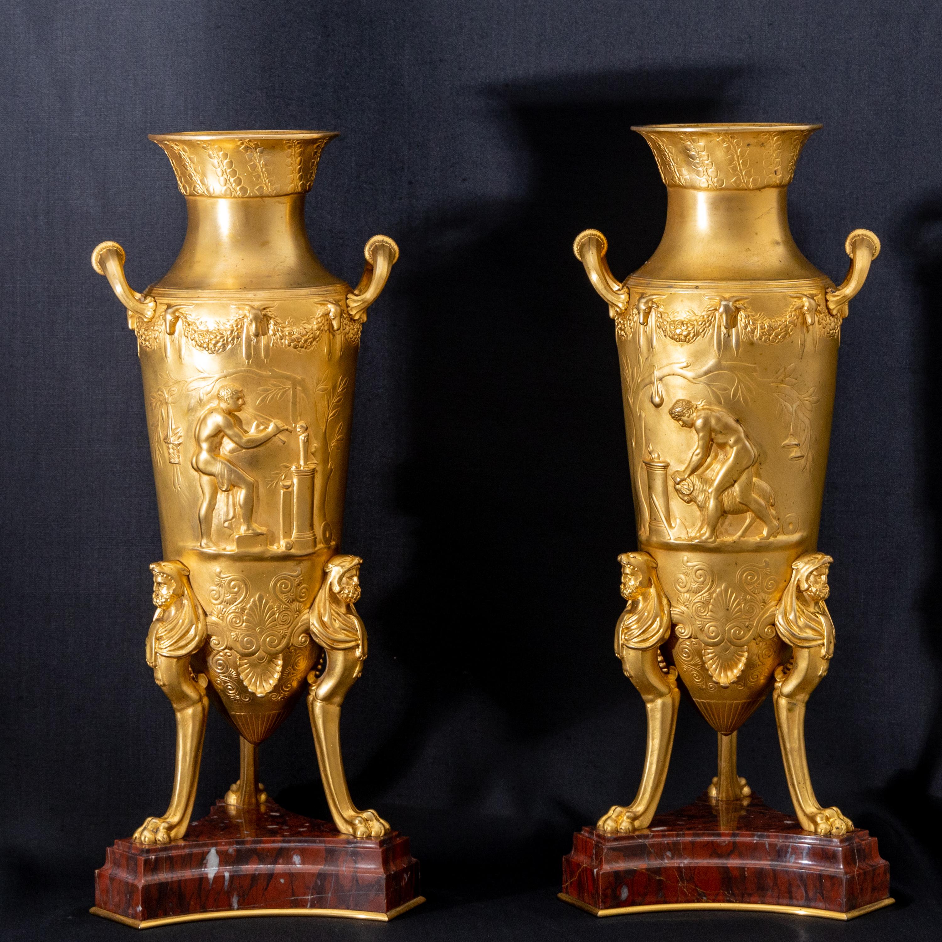 Empire Revival Bronze Amphorae, Levillain & Barbedienne, France, Late 19th Century For Sale