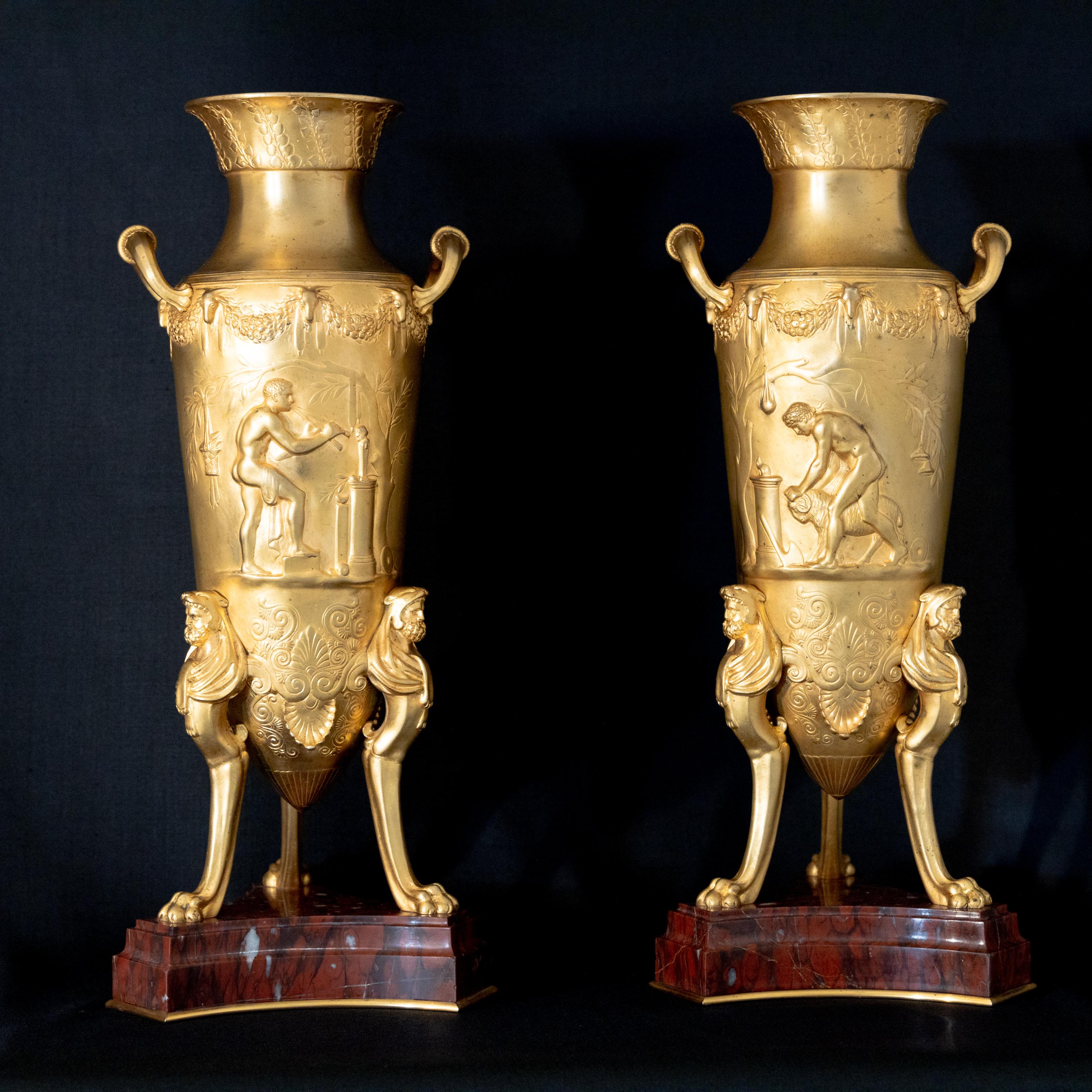 French Bronze Amphorae, Levillain & Barbedienne, France, Late 19th Century For Sale