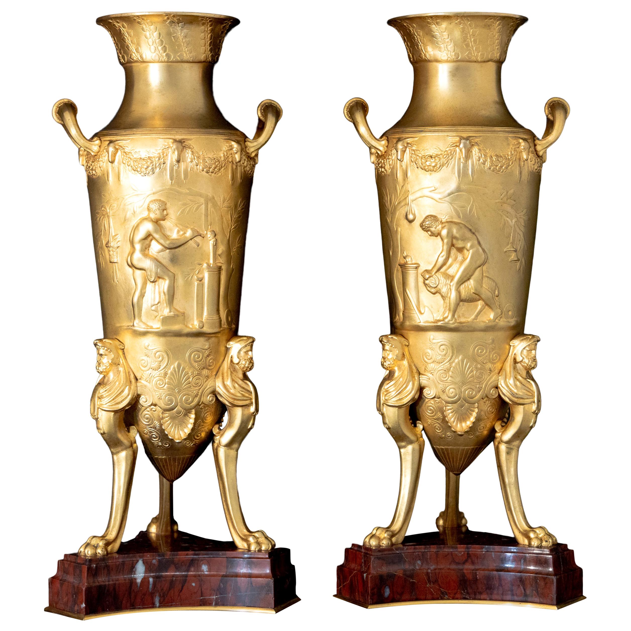 Bronze Amphorae, Levillain & Barbedienne, France, Late 19th Century For Sale