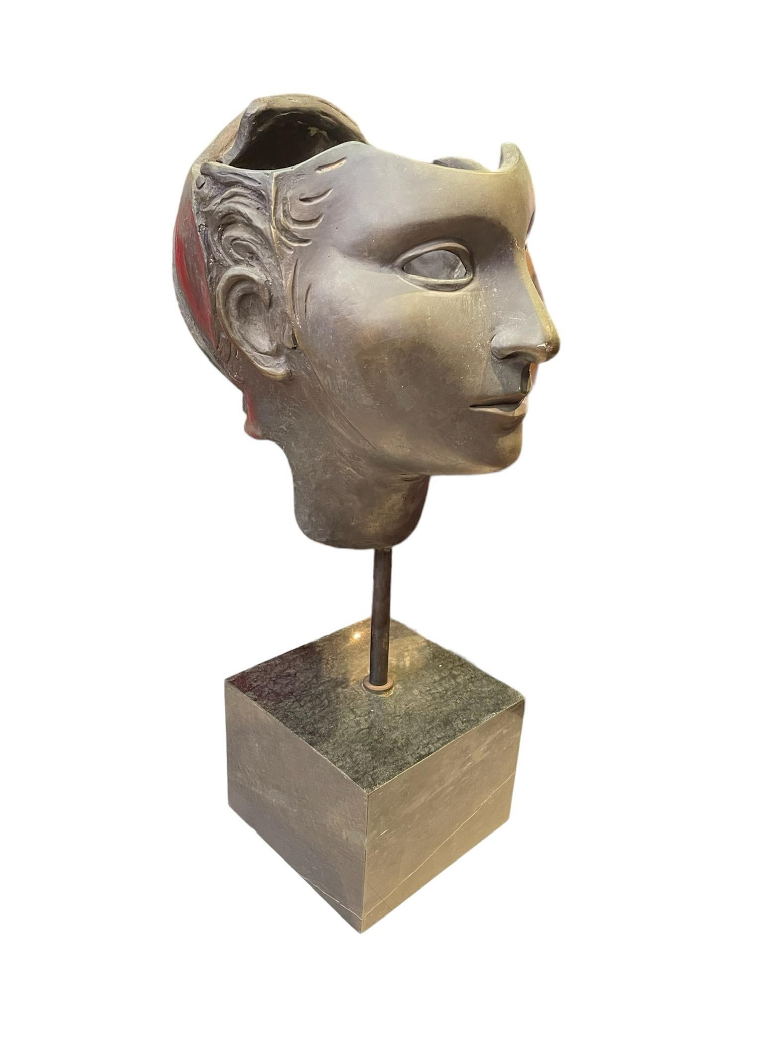 American Bronze Anatomical Sculpture Of Head And Face By Alfonso Arana For Sale