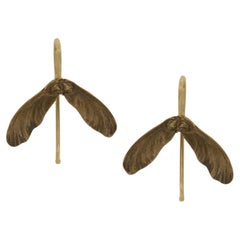 Bronze and 18 Karat Yellow Gold Maple Seed Earrings