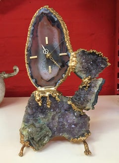 Horloge de table en bronze et agate attribuée à Jacques Duval Brasseur ou Boeltz