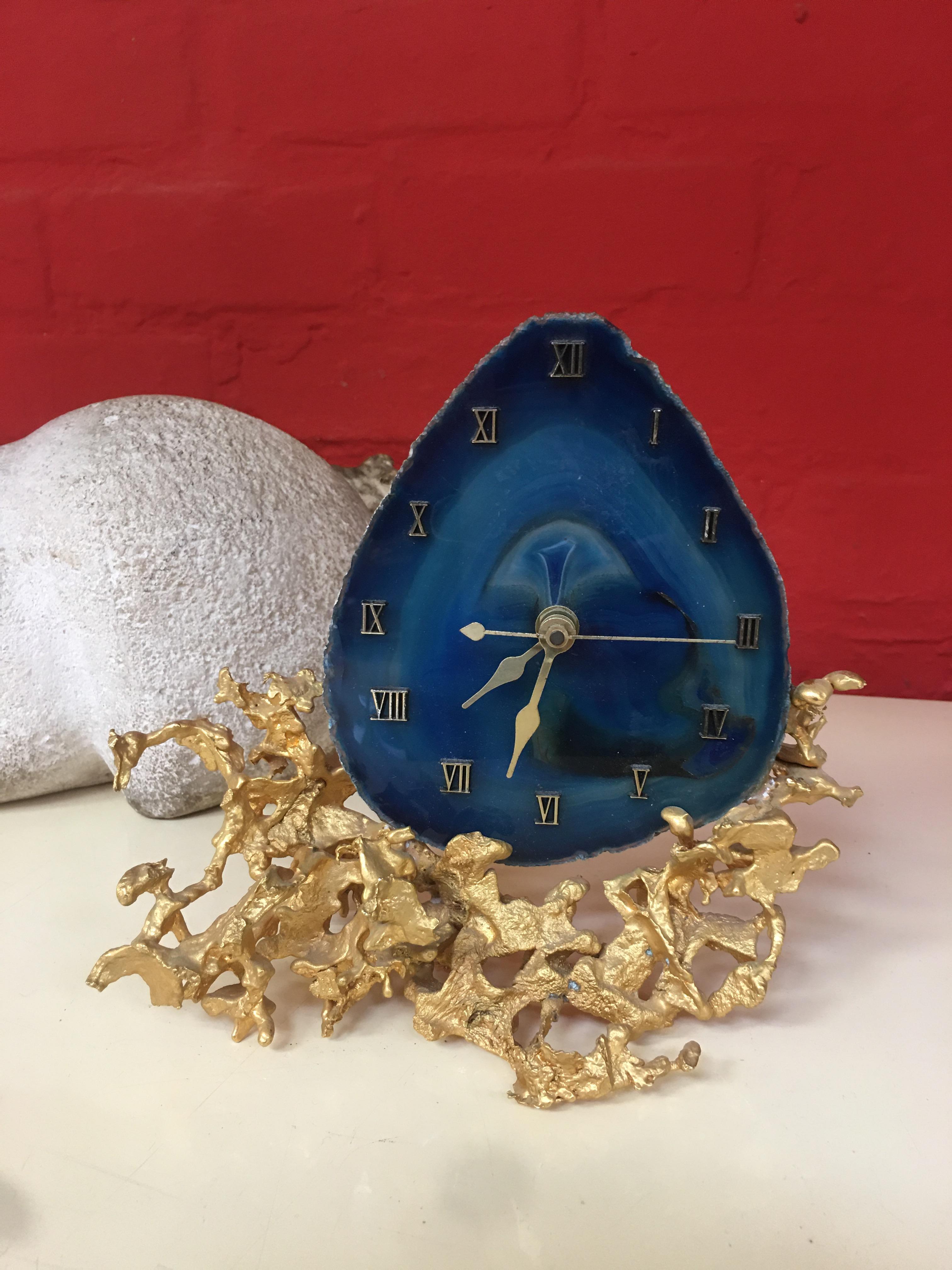 Horloge de table en bronze et agate attribuée à Jacques Duval Brasseur ou Boeltz en vente 1