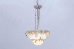 Art Deco Hanging Light, Bronze & Alabaster, France, Circa 1920