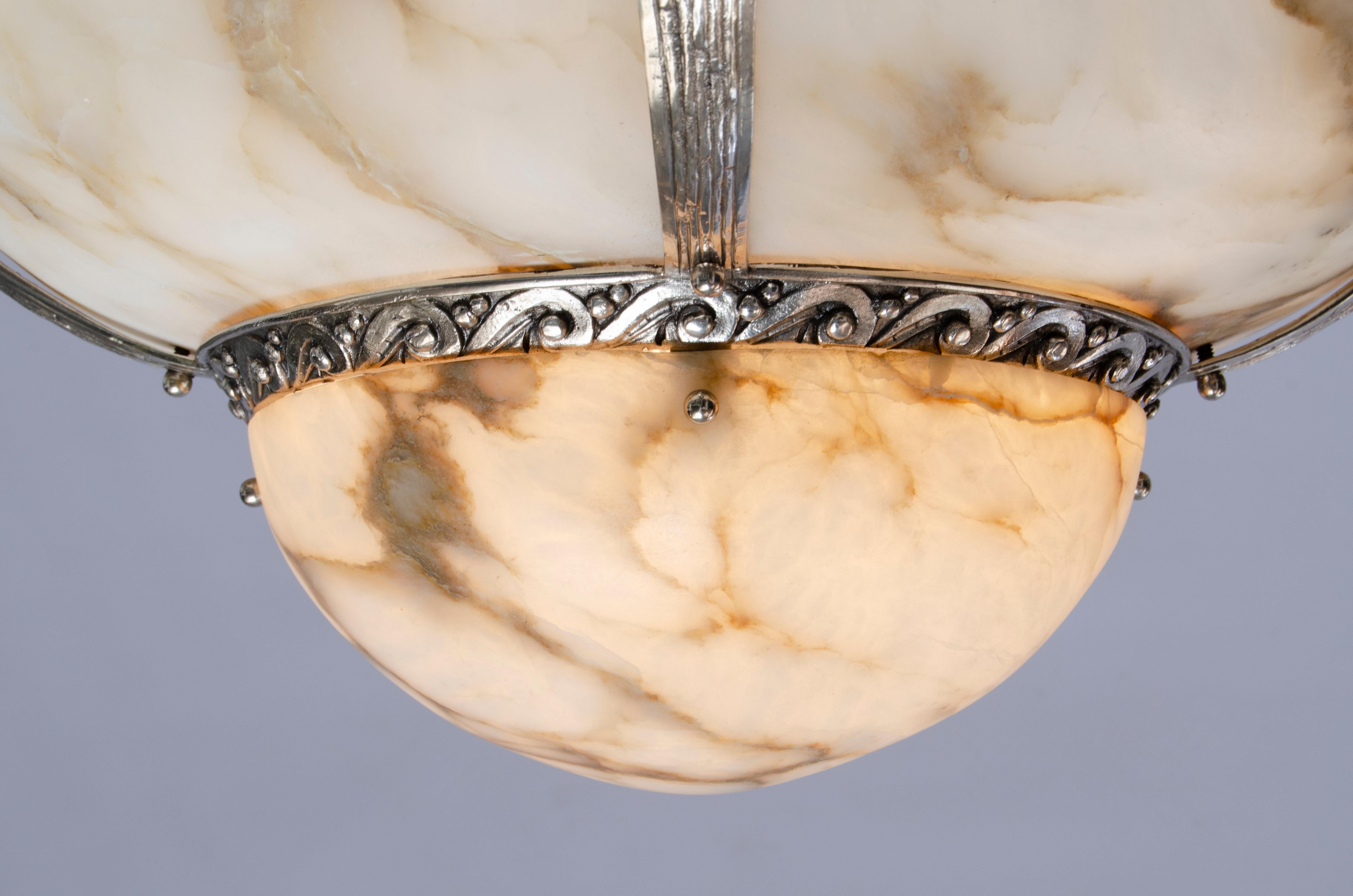 Early 20th Century Bronze and alabaster Art Deco hanging For Sale