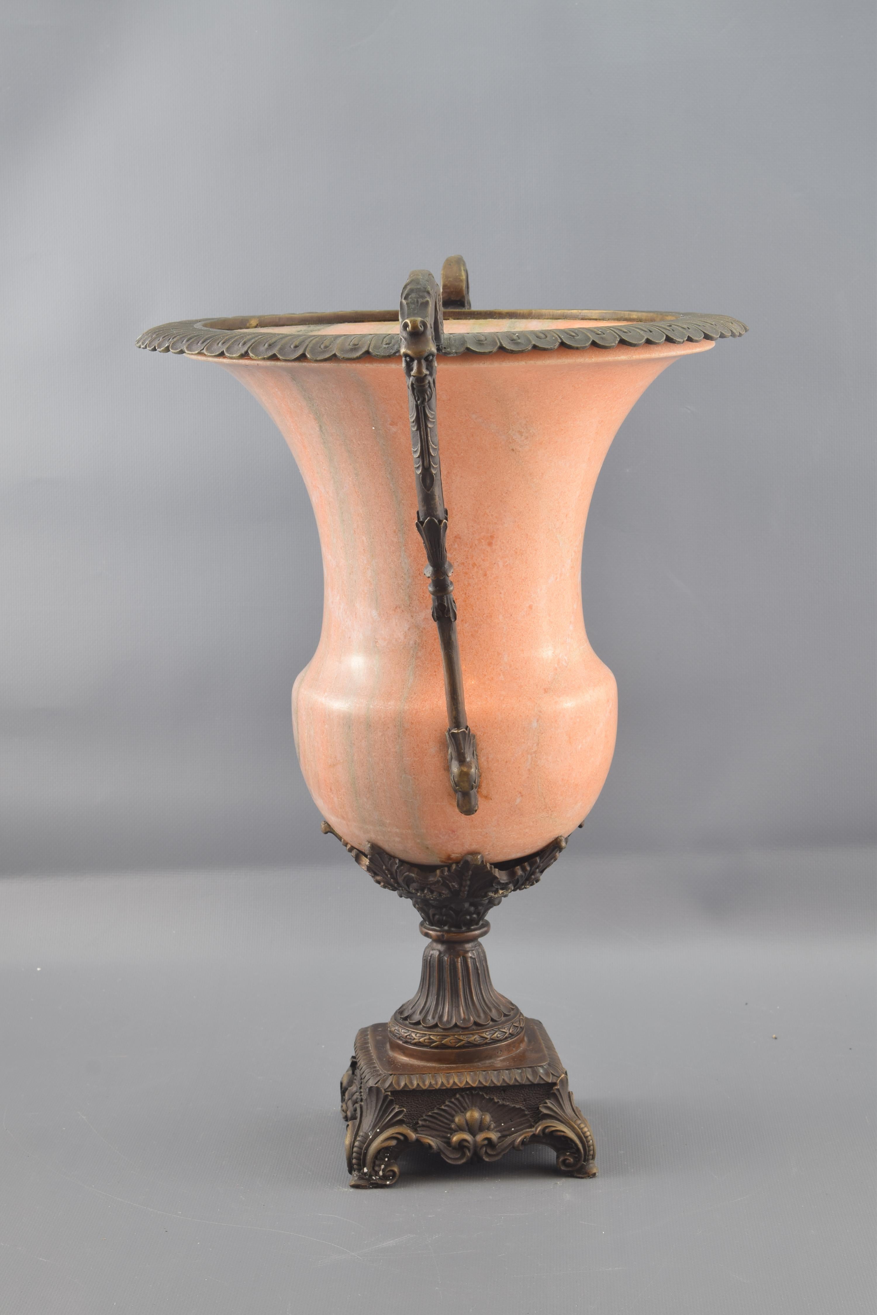 Neoclassical Bronze and Alabaster Cup, 20th Century