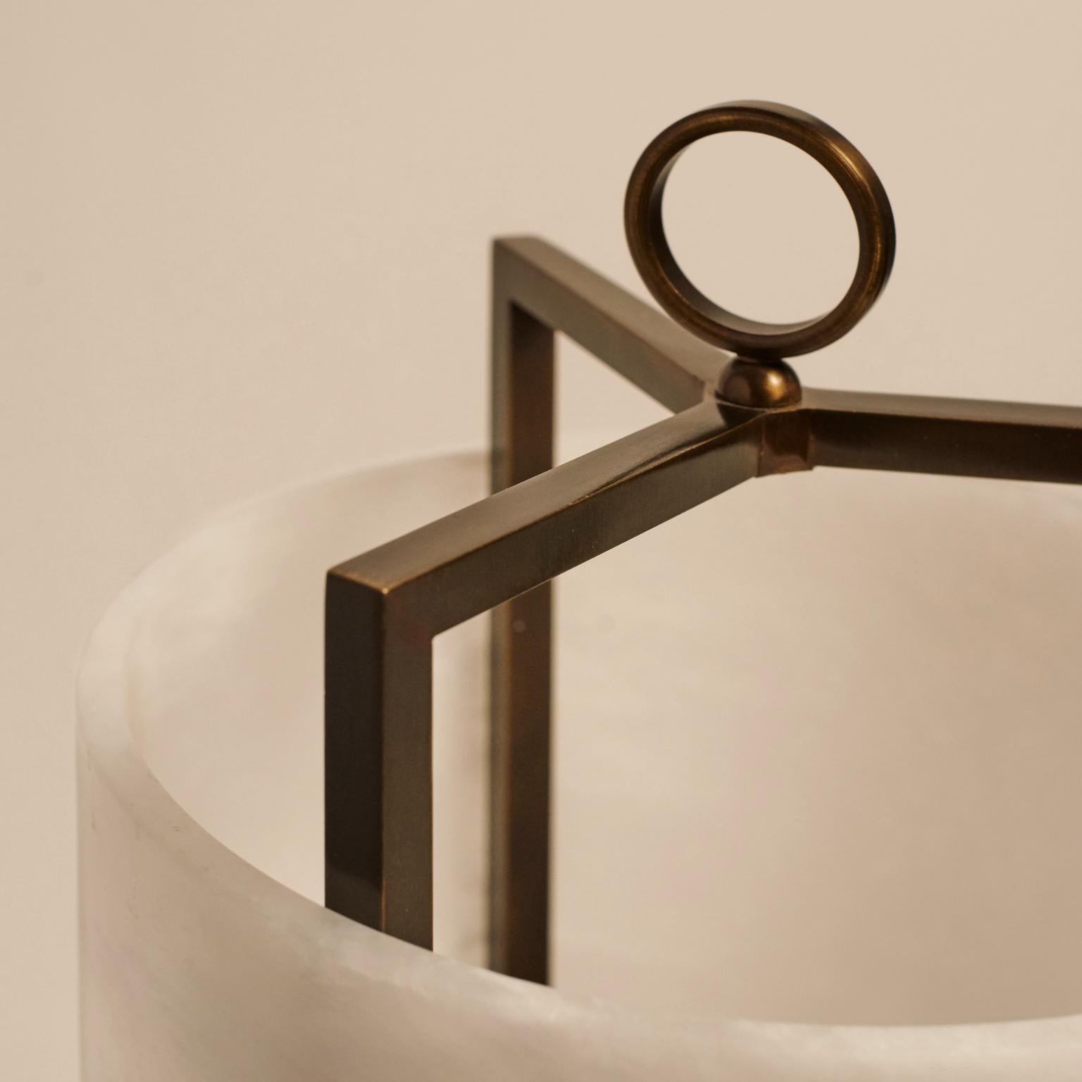 Post-Modern Bronze And Alabaster Lantern Table Lamp by MATLIGHT Milano For Sale