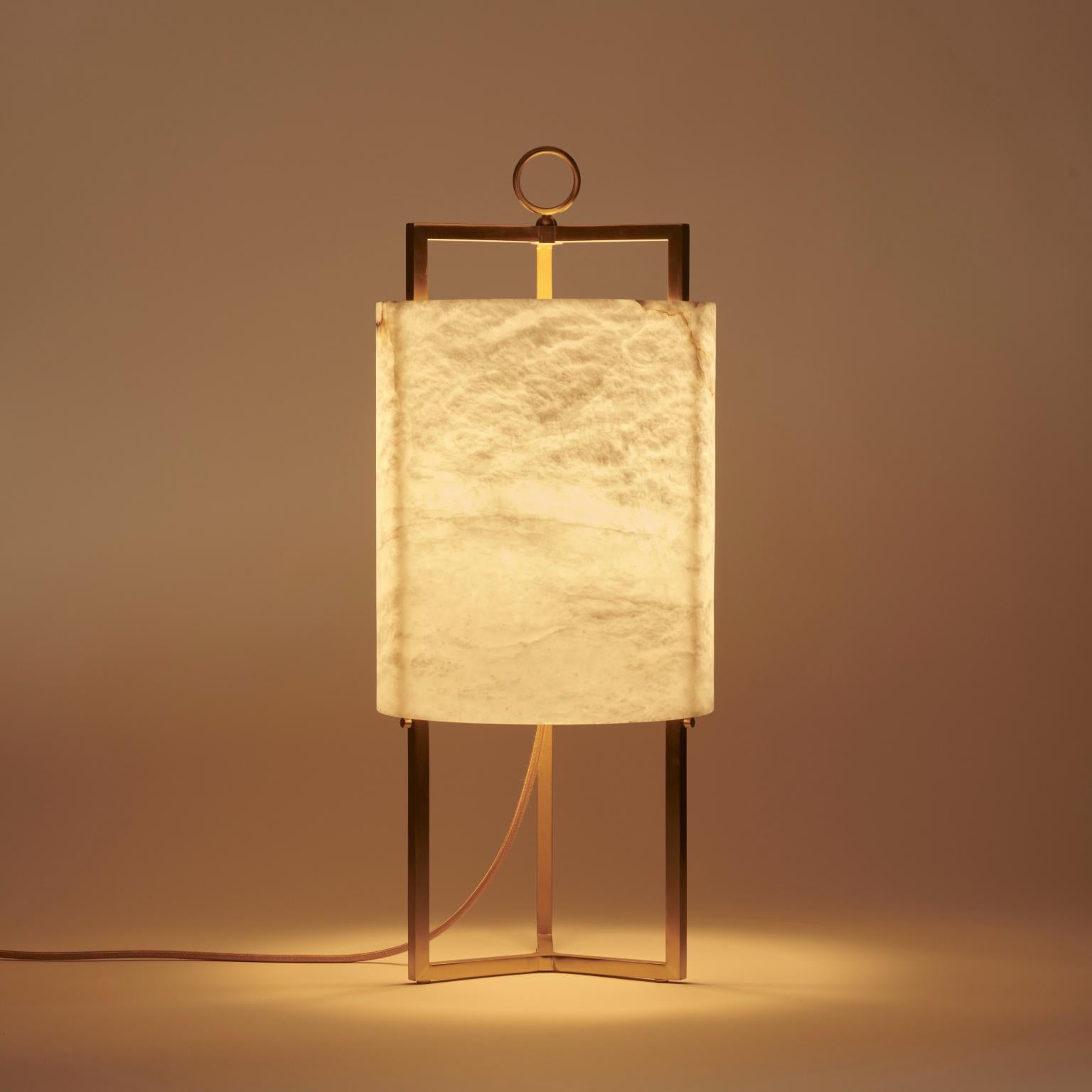 Bronze And Alabaster Lantern Table Lamp by MATLIGHT Milano In New Condition For Sale In Geneve, CH