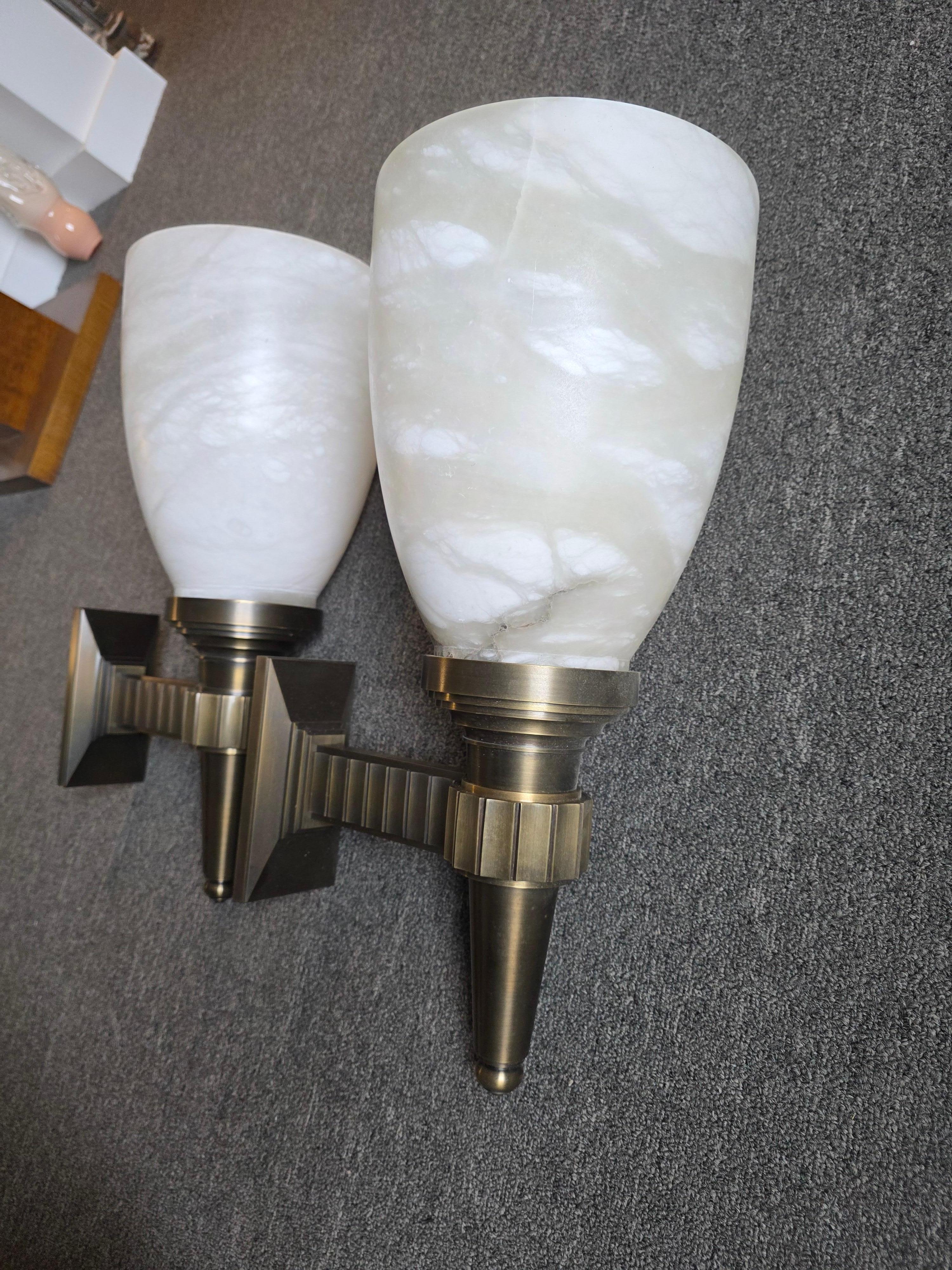 Apliques de bronce y alabastro de Thierry Despont Hecho a mano en venta