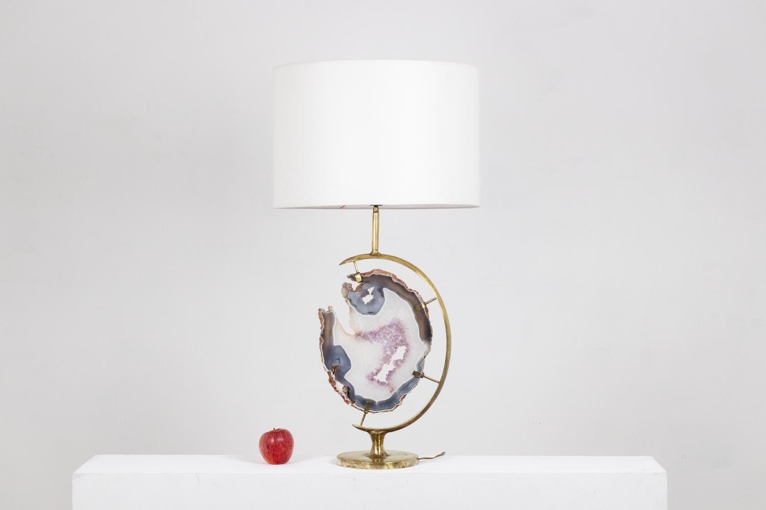 Bronze and amethyst lamp. 1970s. For Sale 8