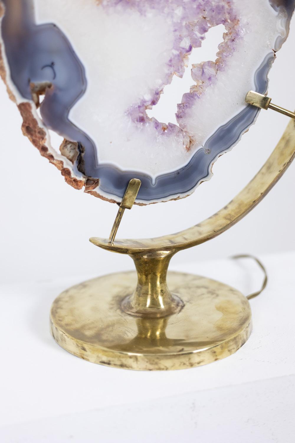 Bronze and amethyst lamp. 1970s. For Sale 1