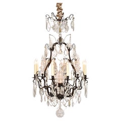 Antique Bronze and Baccarat crystal French chandelier in the style of Louis XV