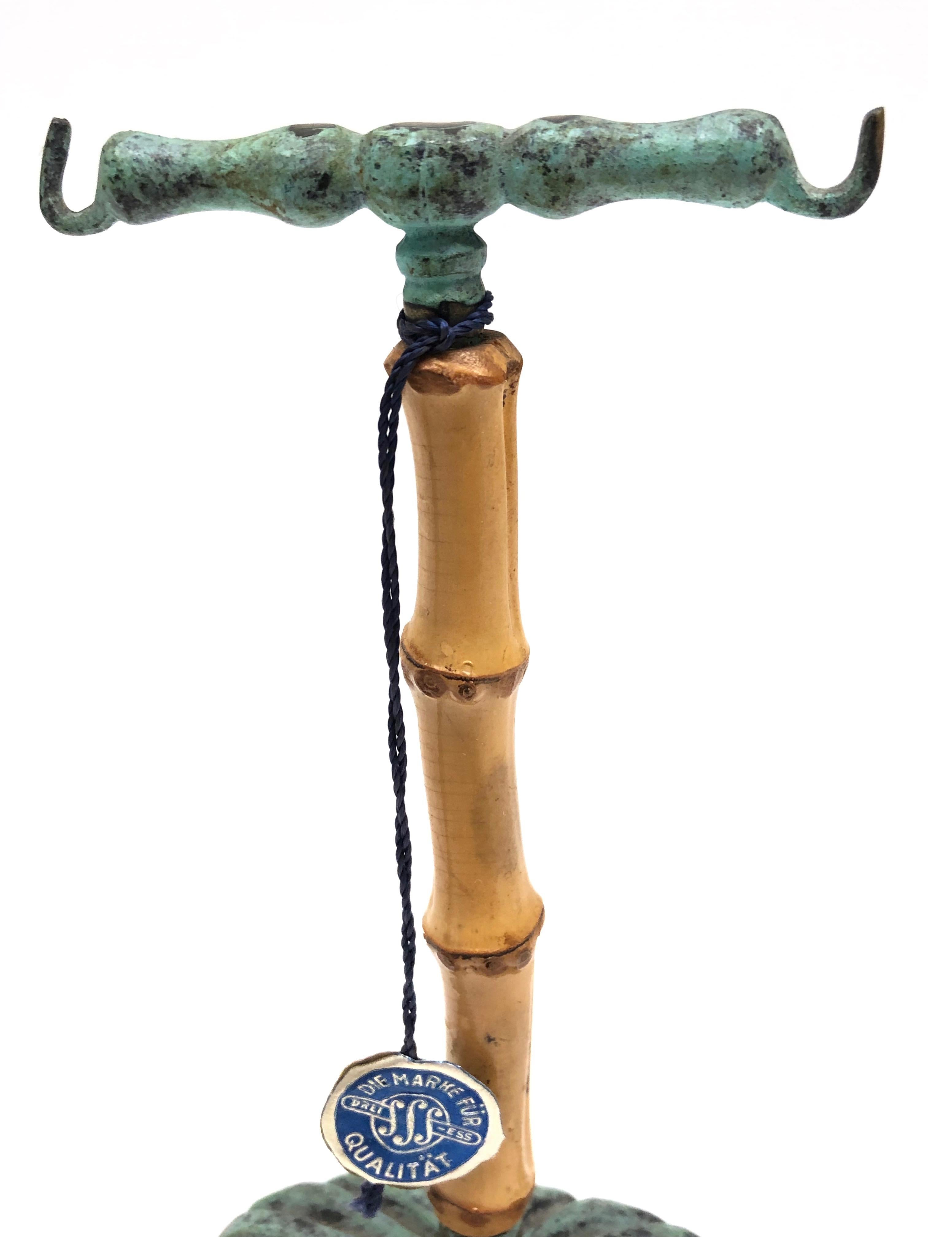 Ottone Set di attrezzi da giardinaggio per vasi da fiori e cactus con manico in bronzo e bambù, Germania, anni '50 in vendita