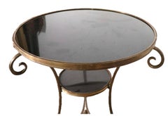 Bronze And Black Marble Top Round Gueridon Table