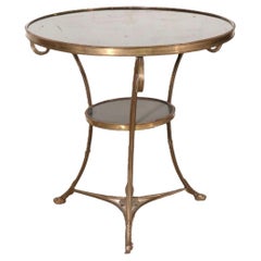 Bronze And Black Marble Top Round Gueridon Table