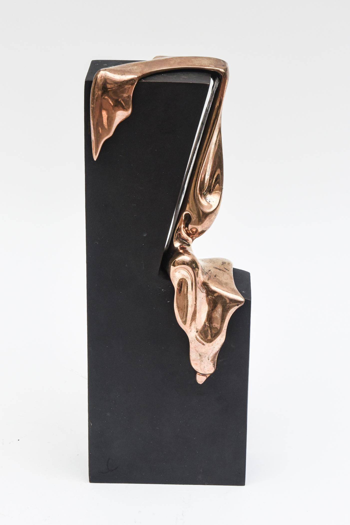 Vintage Signed Molten Bronze and Black Metal Cascading Dali, Esque Sculpture For Sale 4