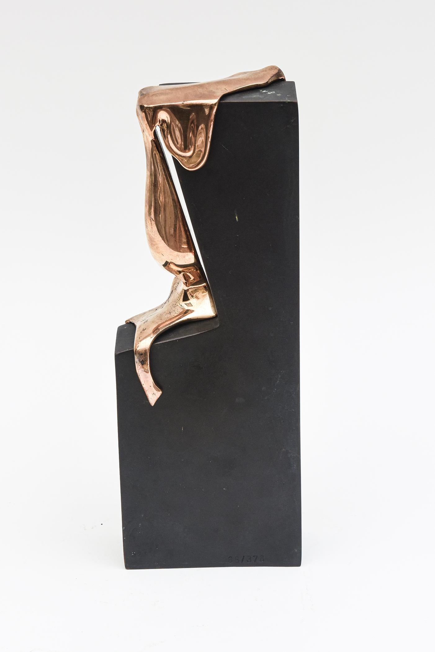 French Vintage Signed Molten Bronze and Black Metal Cascading Dali, Esque Sculpture For Sale