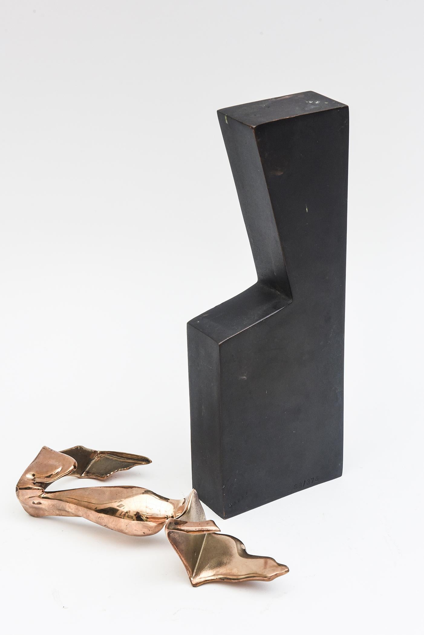 Sculpture vintage signée en bronze fondu et métal noir Cascade Dali, Esque en vente 2